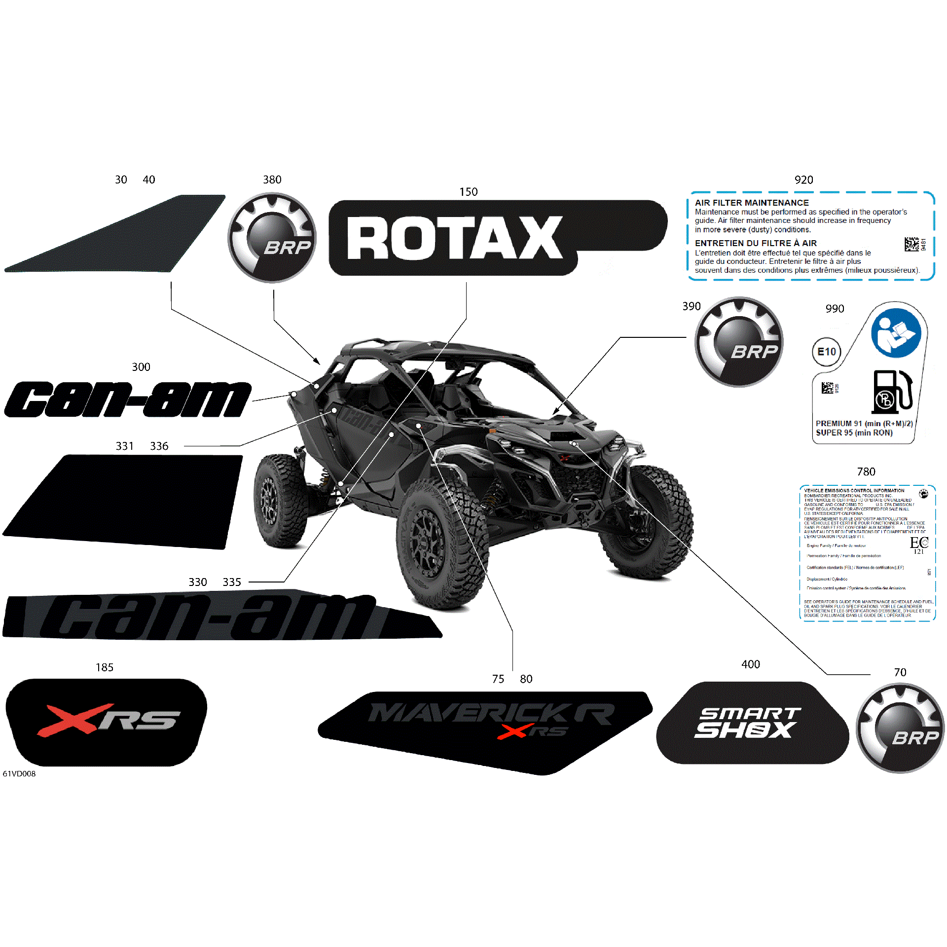 An Image of a Genuine Can-Am Parts Schematic Diagram showing the schematic - BODY - DECALS