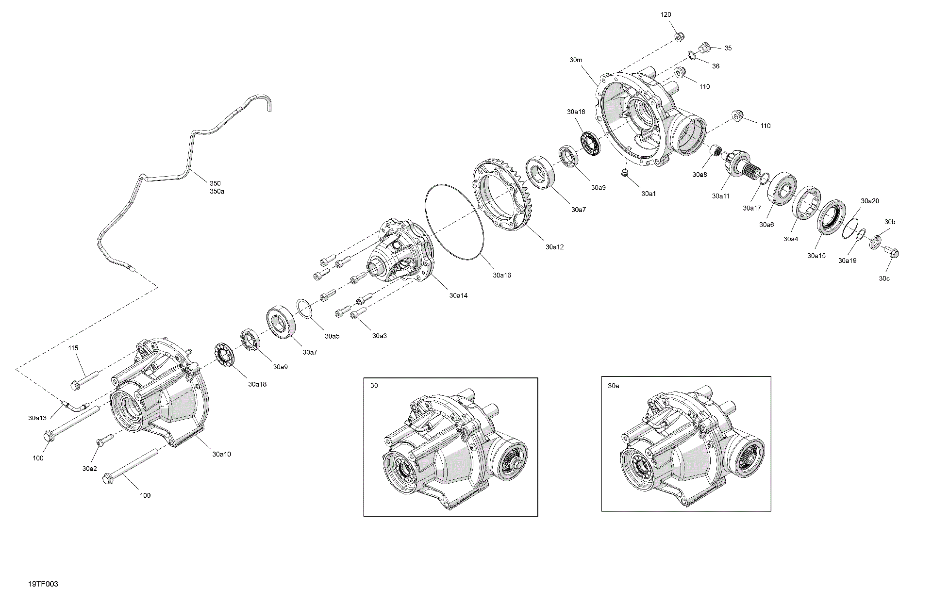An Image of a Genuine Can-Am Parts Schematic Diagram showing the schematic - DRIVE - FRONT - DIFFERENTIAL PARTS