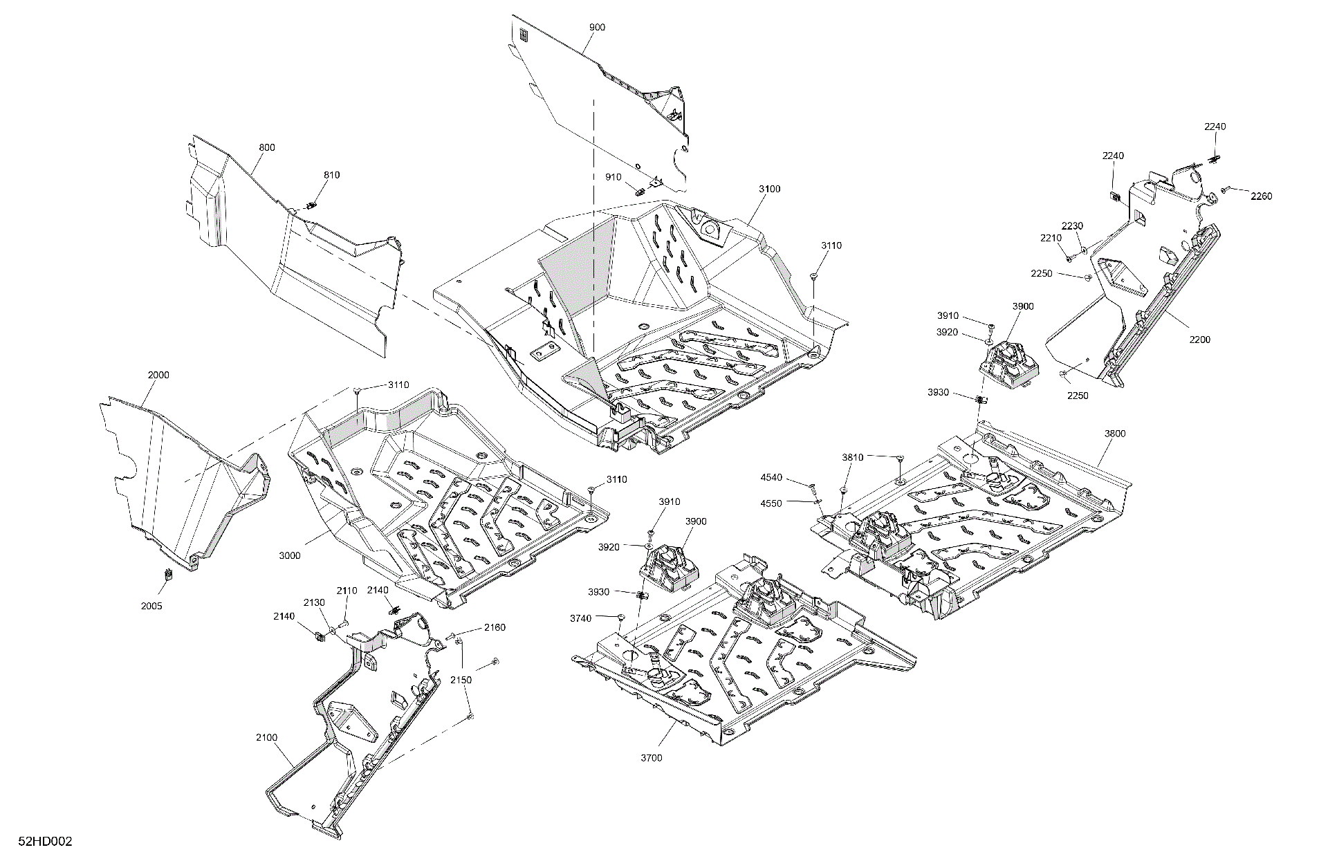 An Image of a Genuine Can-Am Parts Schematic Diagram showing the schematic - CAB INTERIOR - FLOOR