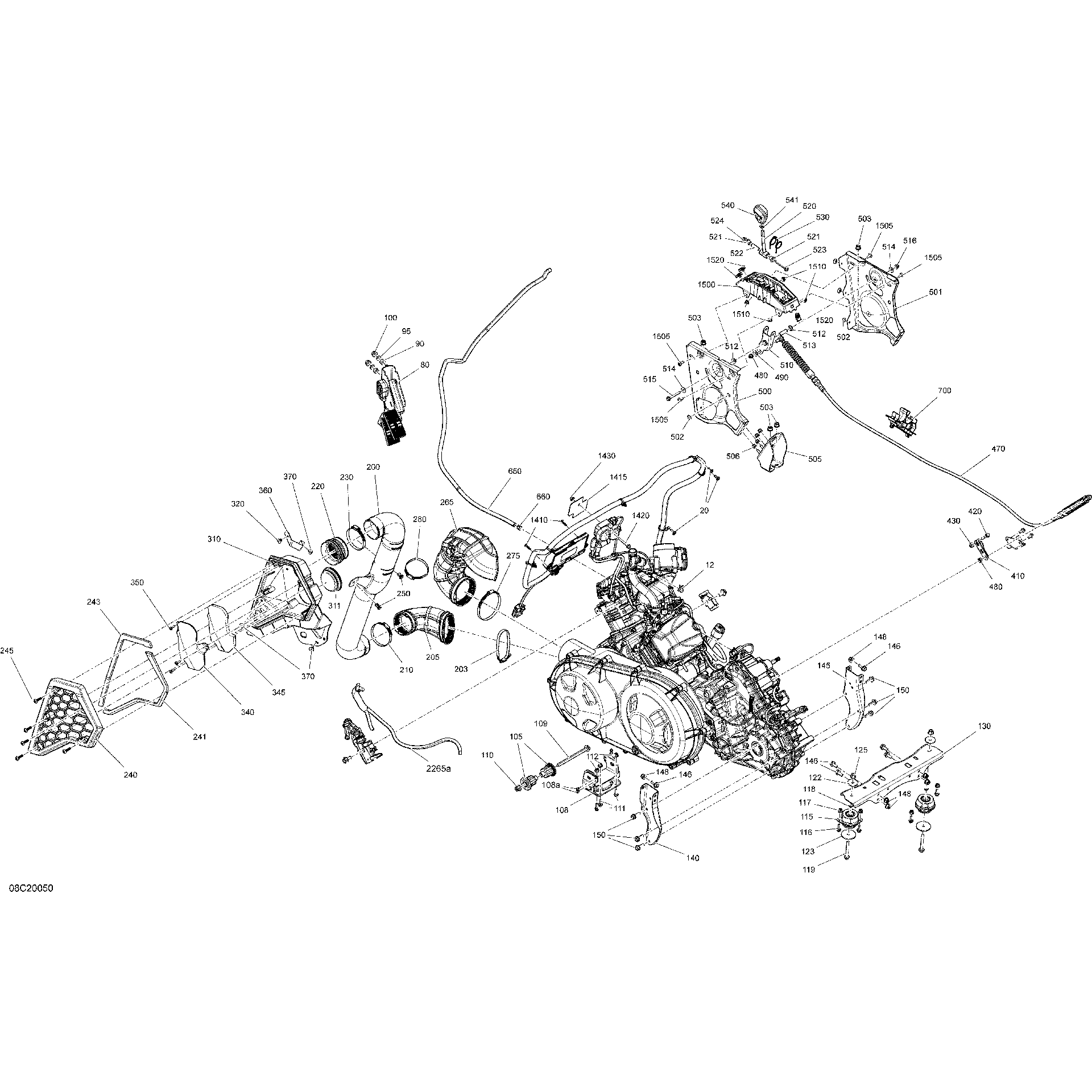 An Image of a Genuine Can-Am Parts Schematic Diagram showing the schematic - ENGINE