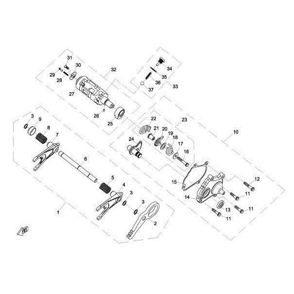 An Image of a Genuine CFMOTO Parts Schematic Diagram showing the schematic - TRANSMISSION (3) - 2015 CFMOTO ZFORCE 800 EX