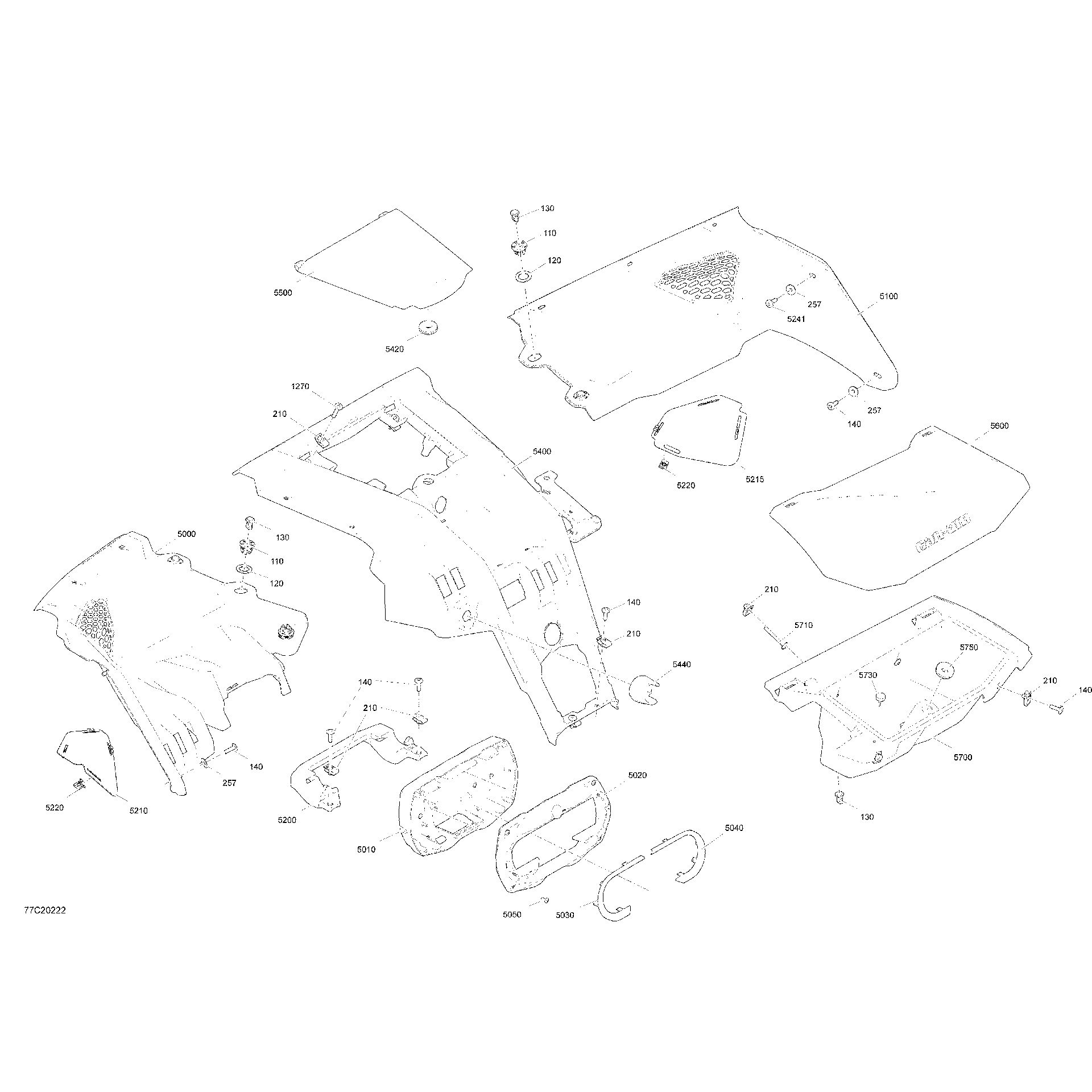 An Image of a Genuine Can-Am Parts Schematic Diagram showing the schematic - CAB INTERIOR - DASHBOARD - X MR