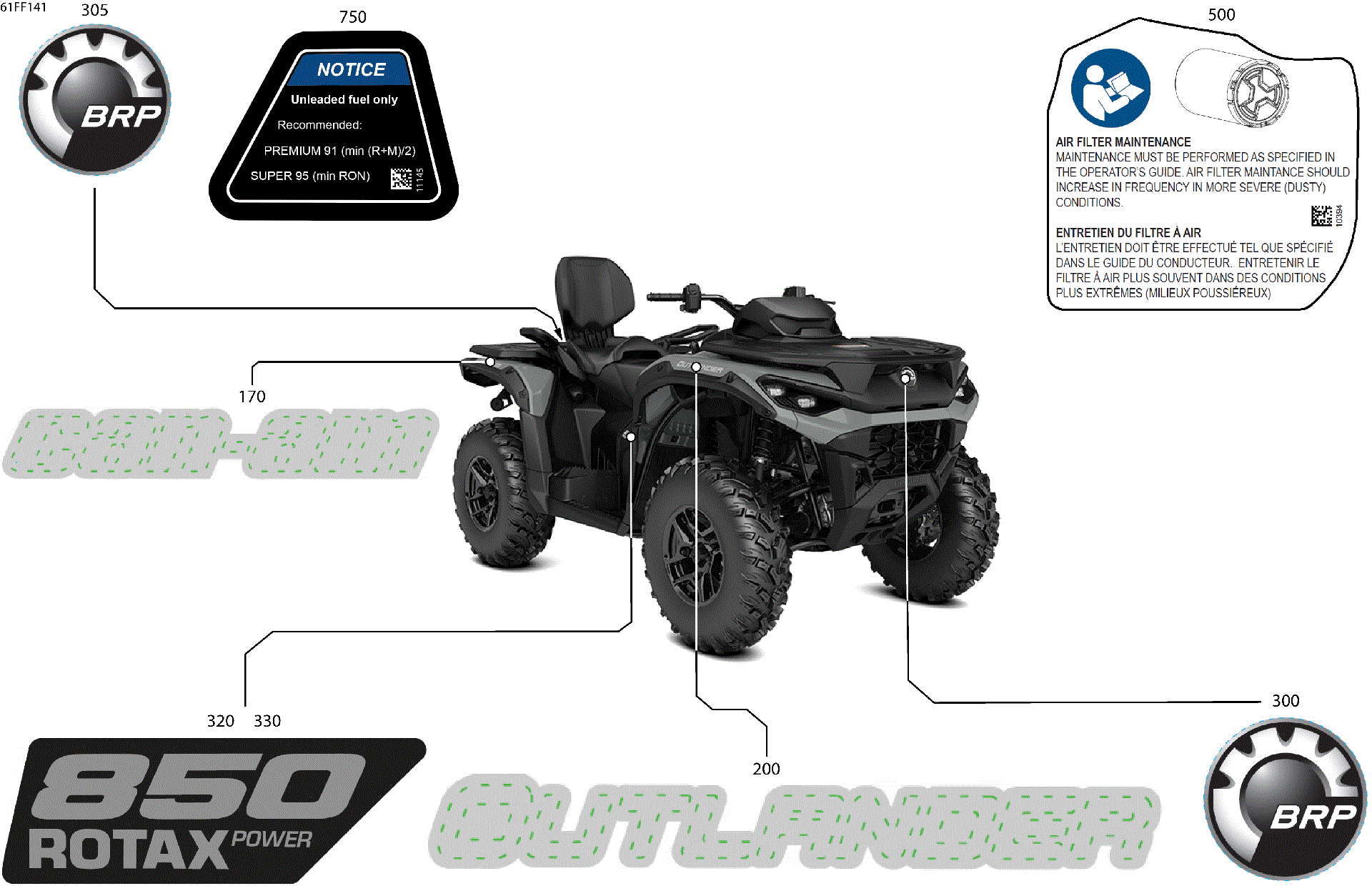 An Image of a Genuine Can-Am Parts Schematic Diagram showing the schematic - BODY - FEATURE DECALS
