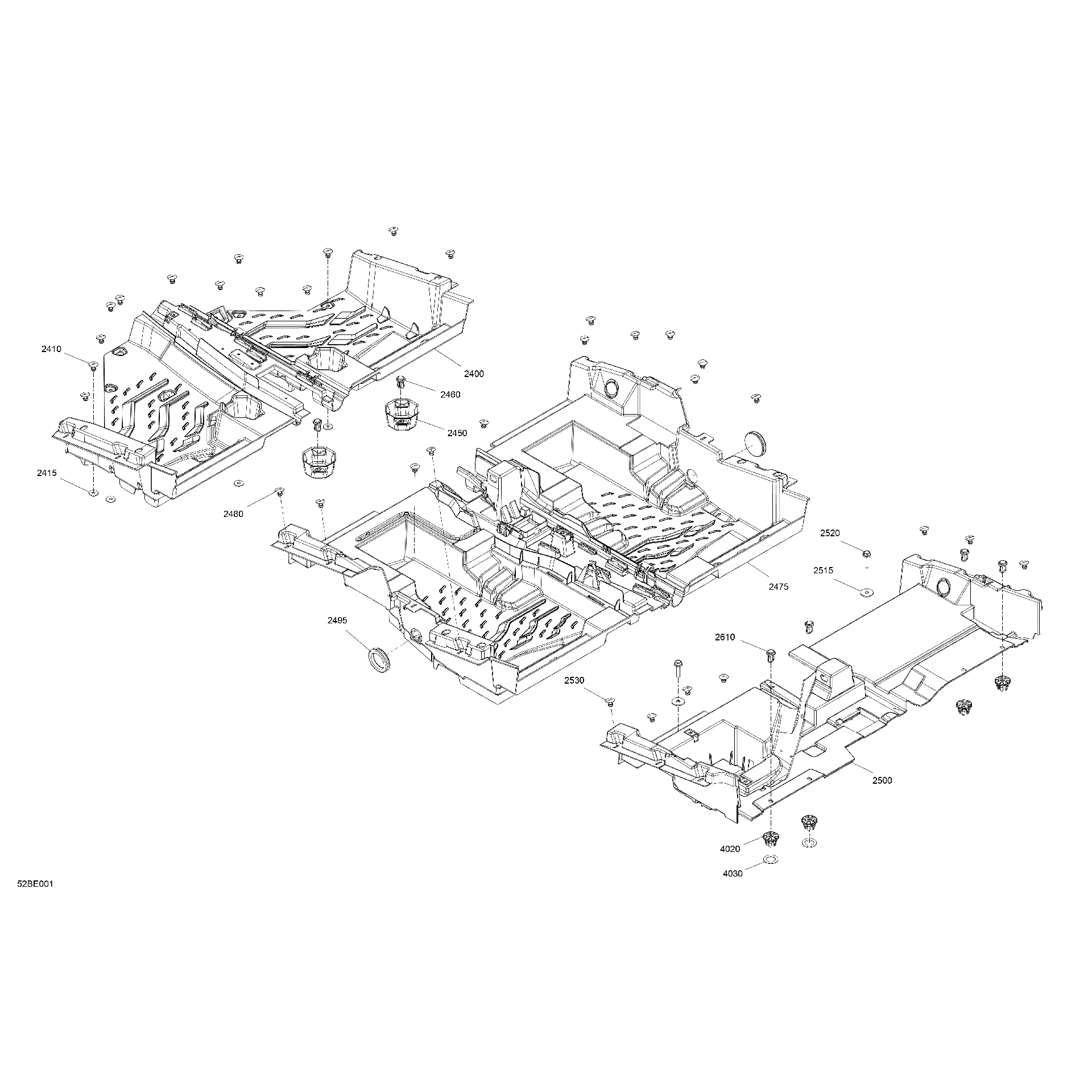 An Image of a Genuine Can-Am Parts Schematic Diagram showing the schematic - CAB INTERIOR - FLOOR