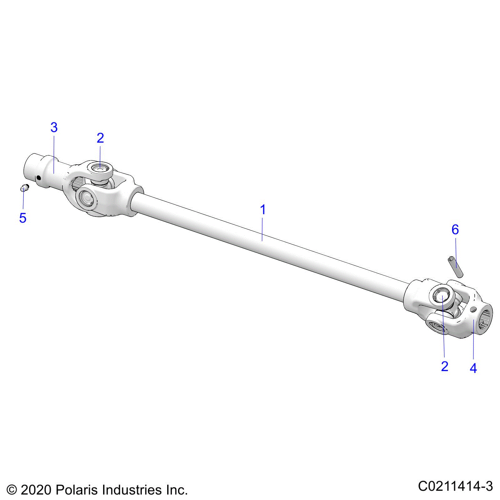 An Image of a Genuine Polaris Parts Schematic Diagram showing the schematic - DRIVE TRAIN: FRONT PROP SHAFT - 2024 POLARIS SPORTSMAN 570 UTILITY