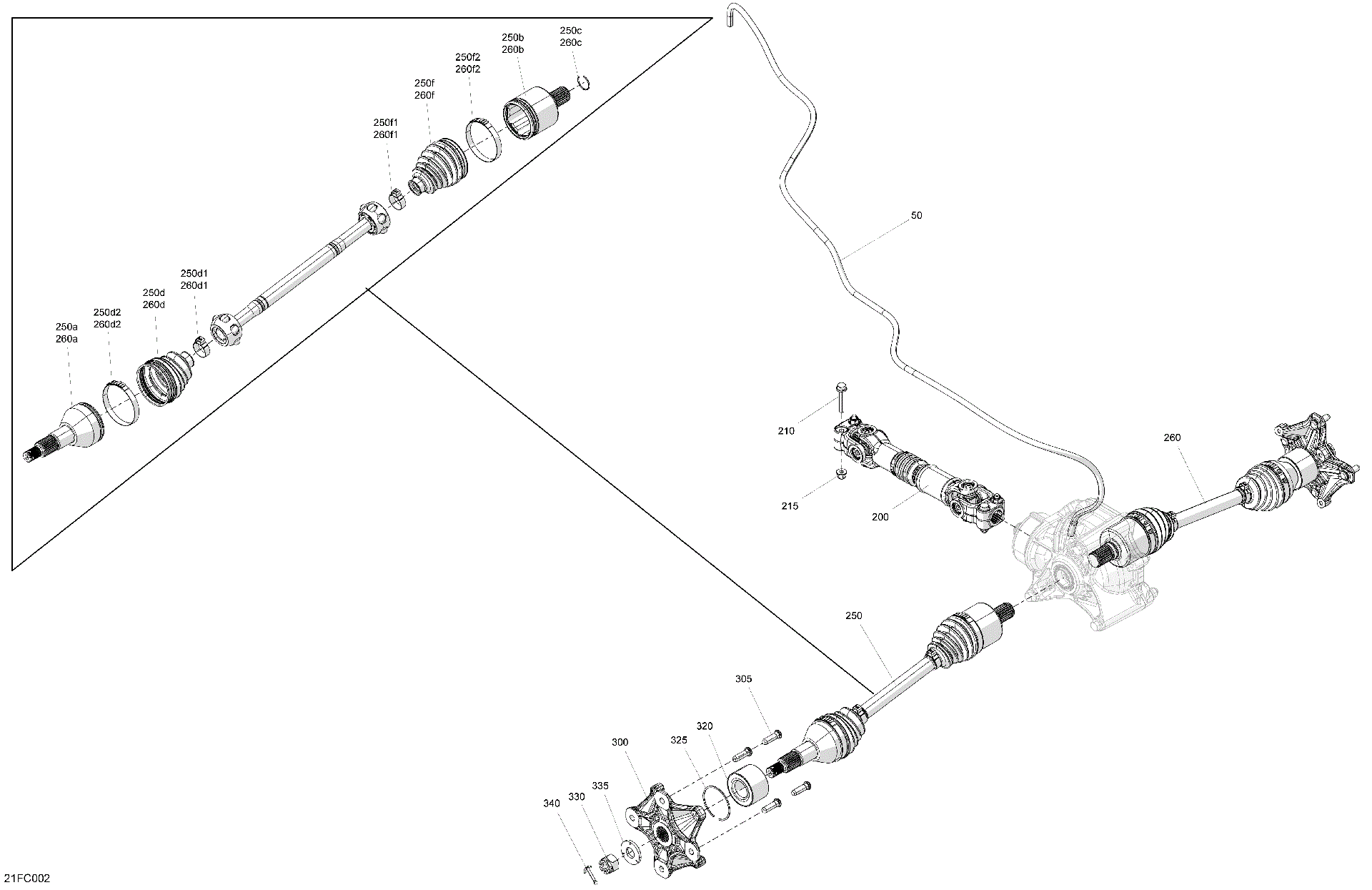 An Image of a Genuine Can-Am Parts Schematic Diagram showing the schematic - DRIVE - REAR - COMMON PARTS