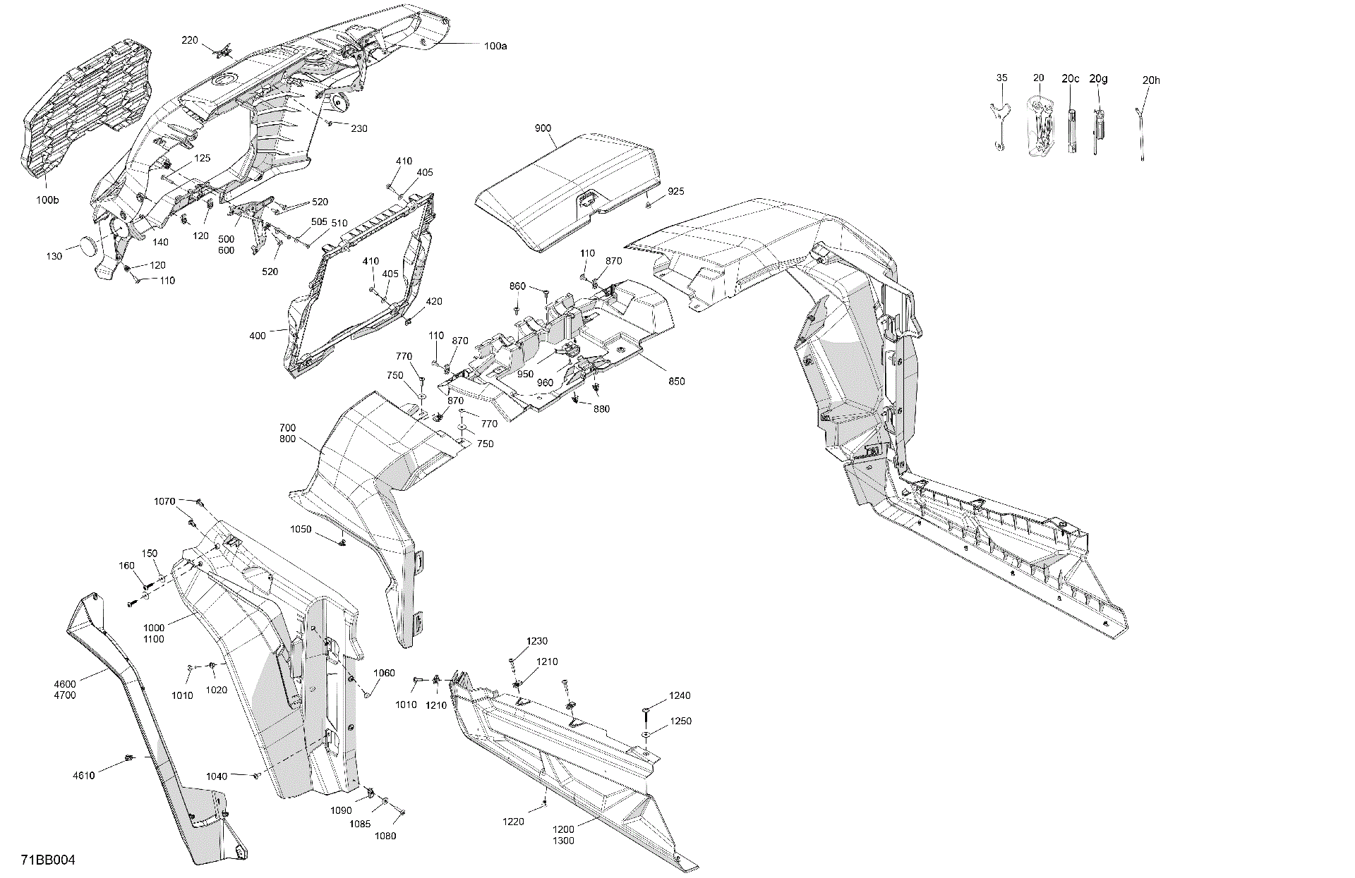 An Image of a Genuine Can-Am Parts Schematic Diagram showing the schematic - BODY - FRONT SECTION