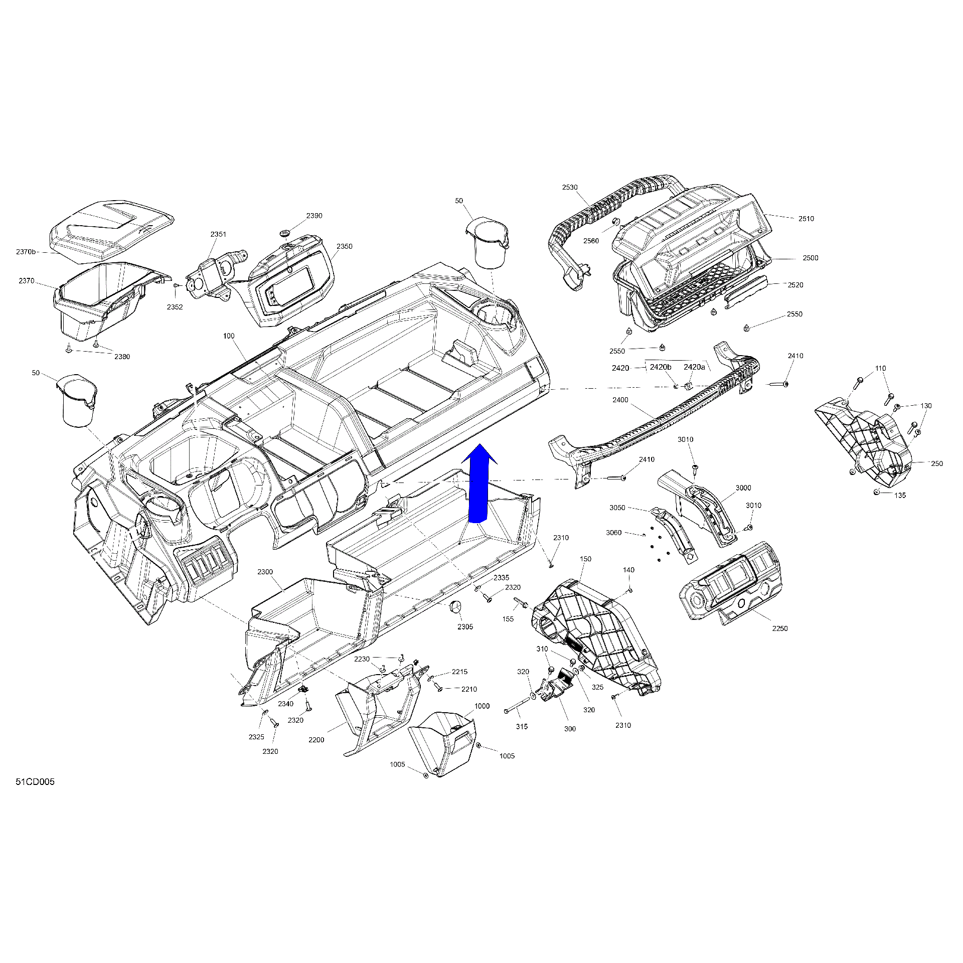 An Image of a Genuine Can-Am Parts Schematic Diagram showing the schematic - CAB INTERIOR - DASHBOARD