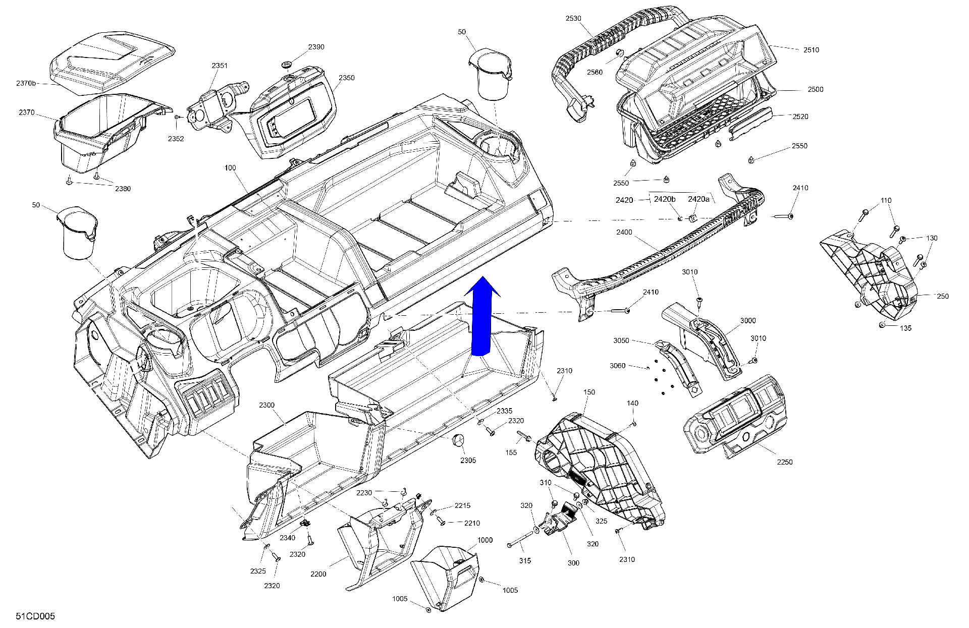 An Image of a Genuine Can-Am Parts Schematic Diagram showing the schematic - CAB INTERIOR - DASHBOARD