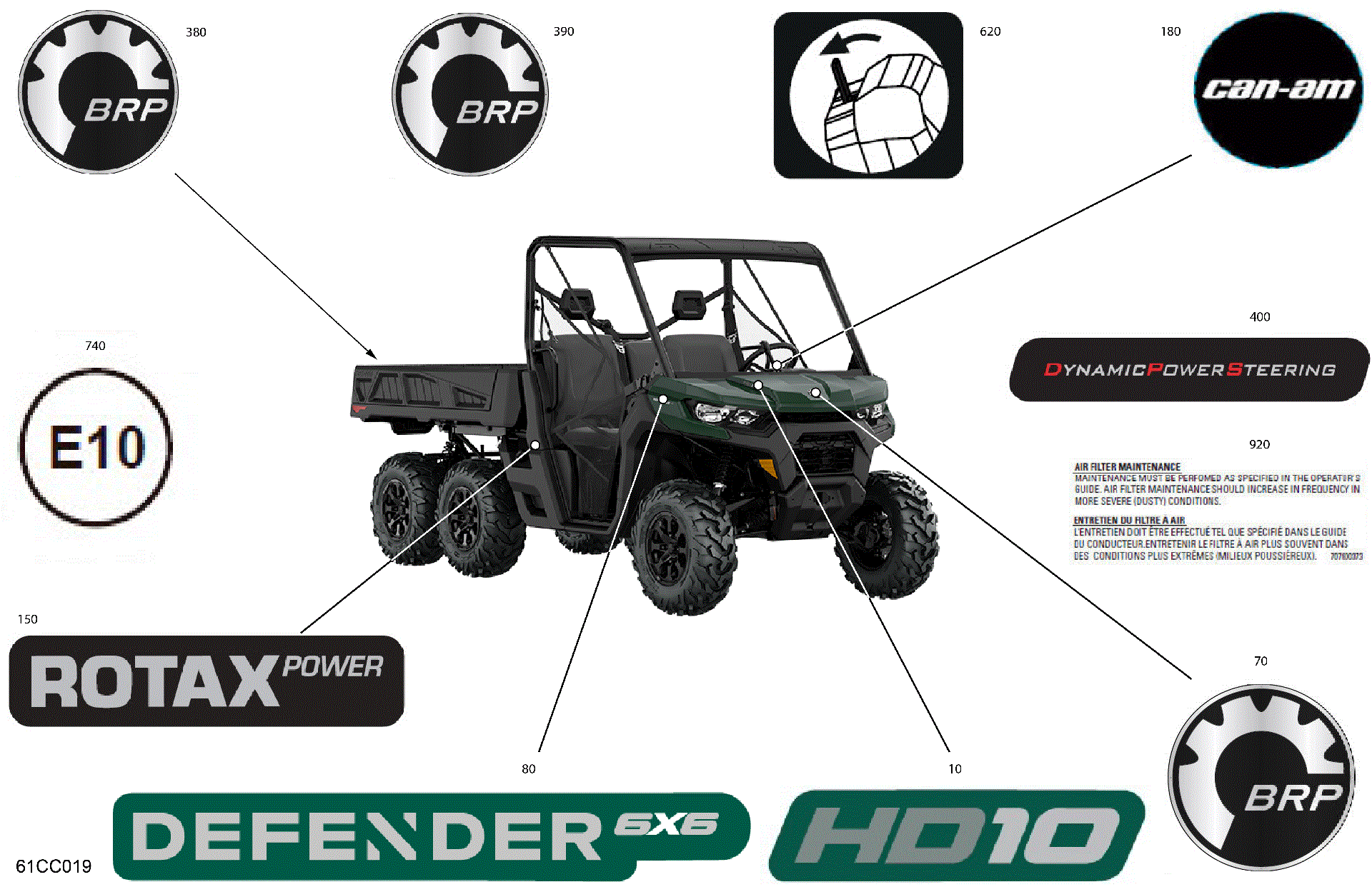 An Image of a Genuine Can-Am Parts Schematic Diagram showing the schematic - BODY - DECALS