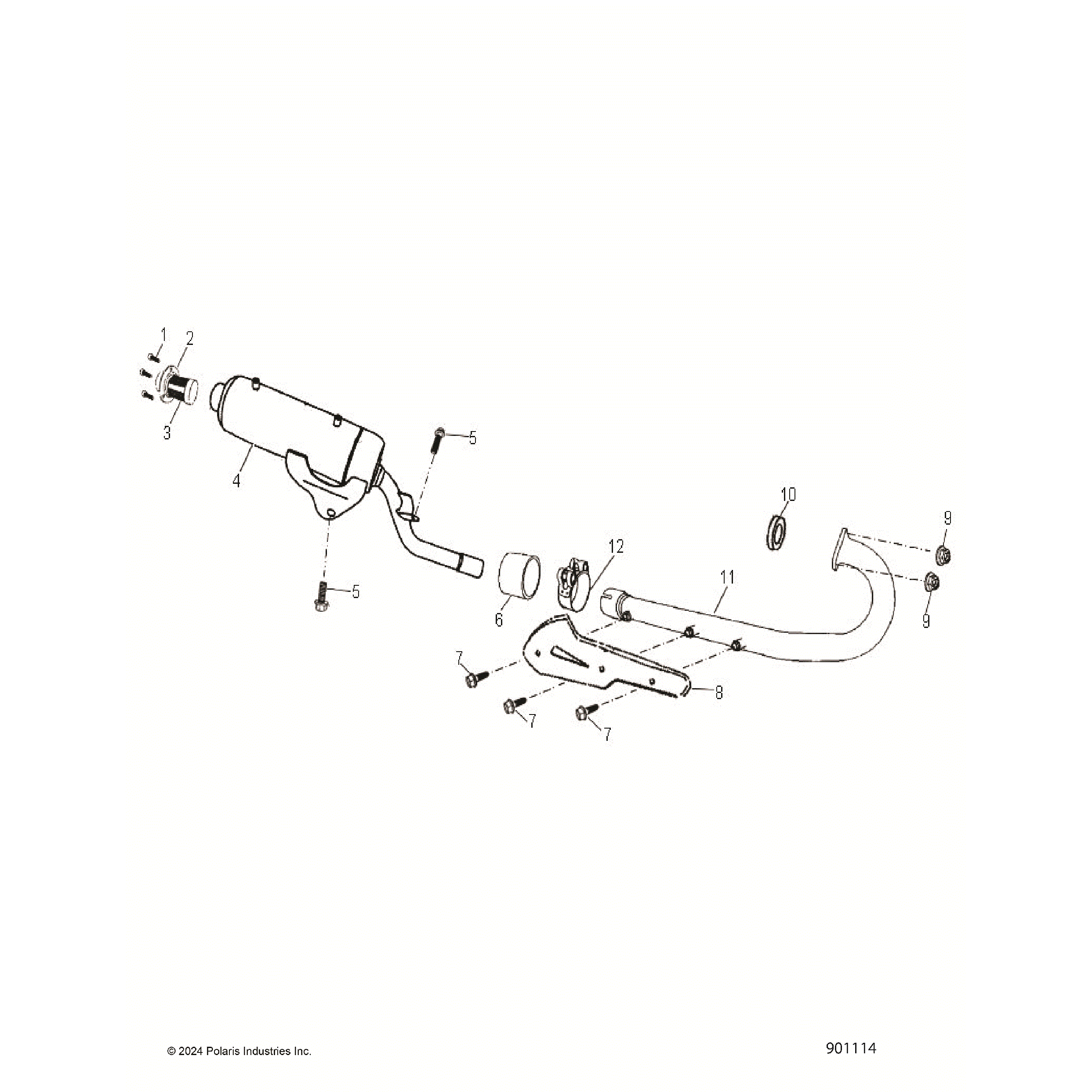 An Image of a Genuine Polaris Parts Schematic Diagram showing the schematic - ENGINE: EXHAUST - 2018 POLARIS PHOENIX 200
