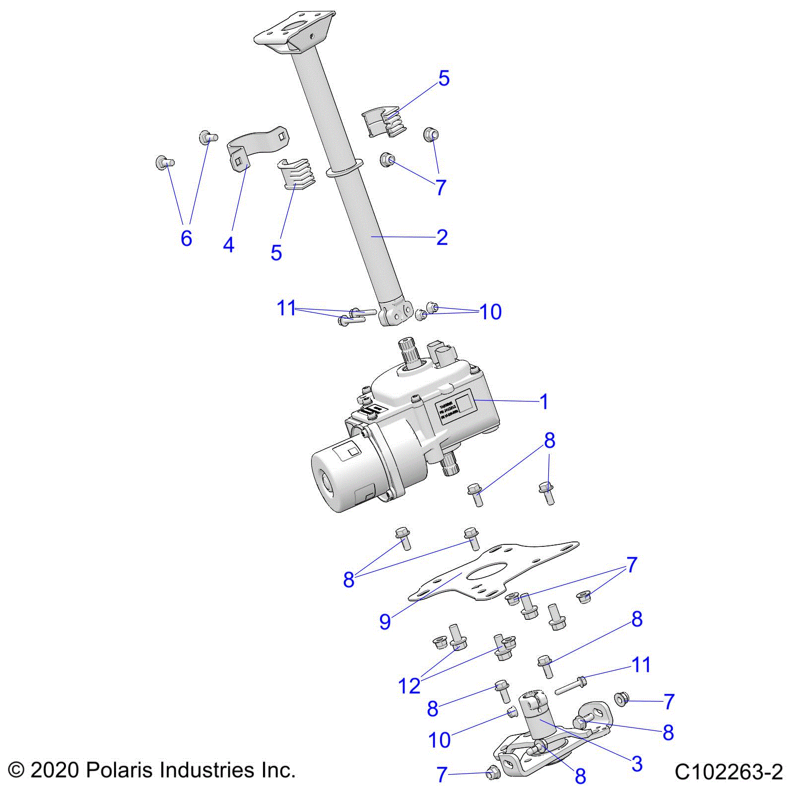An Image of a Genuine Polaris Parts Schematic Diagram showing the schematic - STEERING: STEERING POST ASM. - 2021 POLARIS SPORTSMAN 850 EPS 48"