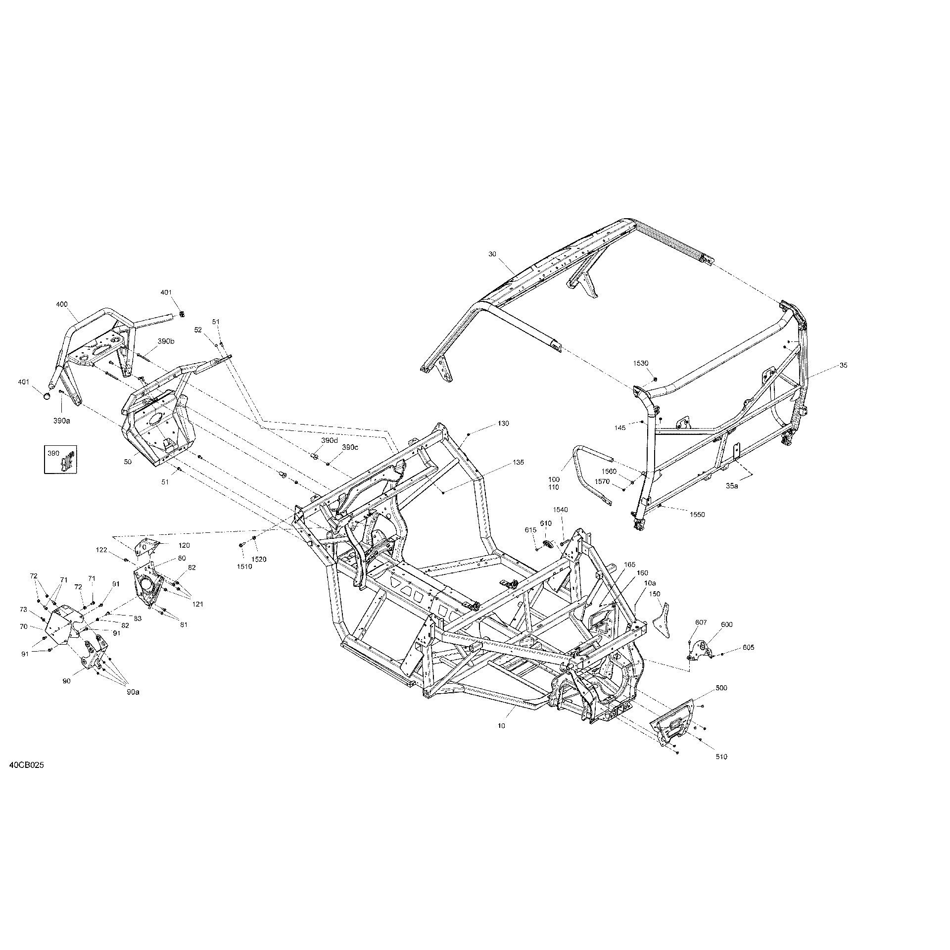 An Image of a Genuine Can-Am Parts Schematic Diagram showing the schematic - FRAME - SYSTEM