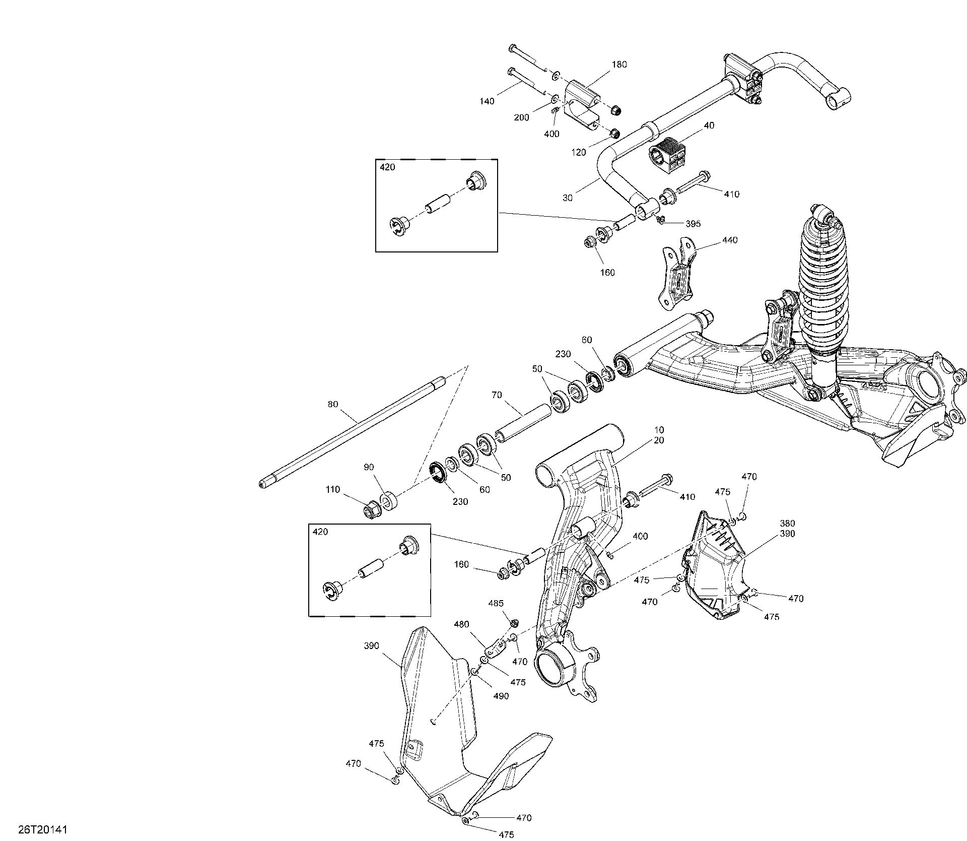 An Image of a Genuine Can-Am Parts Schematic Diagram showing the schematic - REAR SUSPENSION