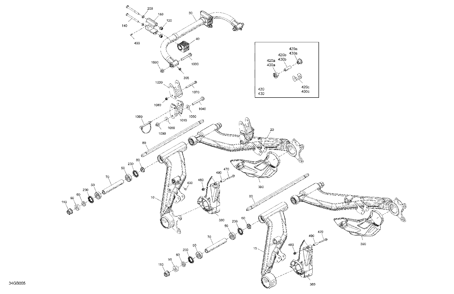An Image of a Genuine Can-Am Parts Schematic Diagram showing the schematic - SUSPENSION - REAR COMPONENTS