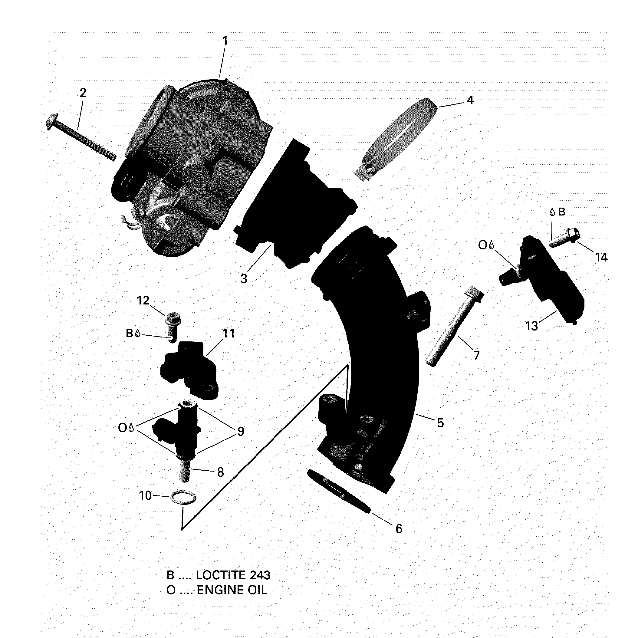 An Image of a Genuine Can-Am Parts Schematic Diagram showing the schematic - ROTAX - AIR INTAKE MANIFOLD AND THROTTLE BODY