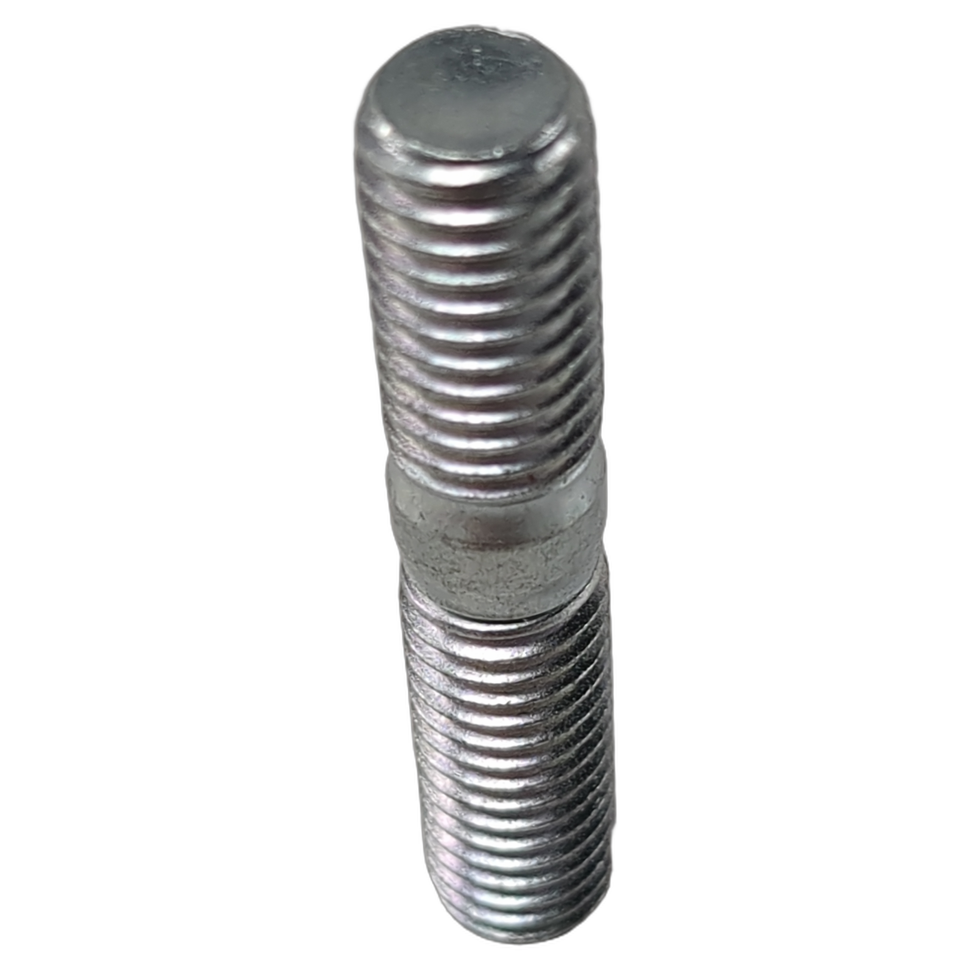Metal double-ended M8X42 stud bolt with threaded shafts and smooth central section.