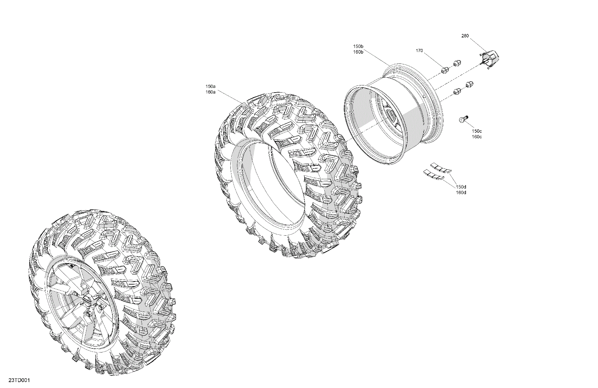An Image of a Genuine Can-Am Parts Schematic Diagram showing the schematic - DRIVE - REAR WHEELS