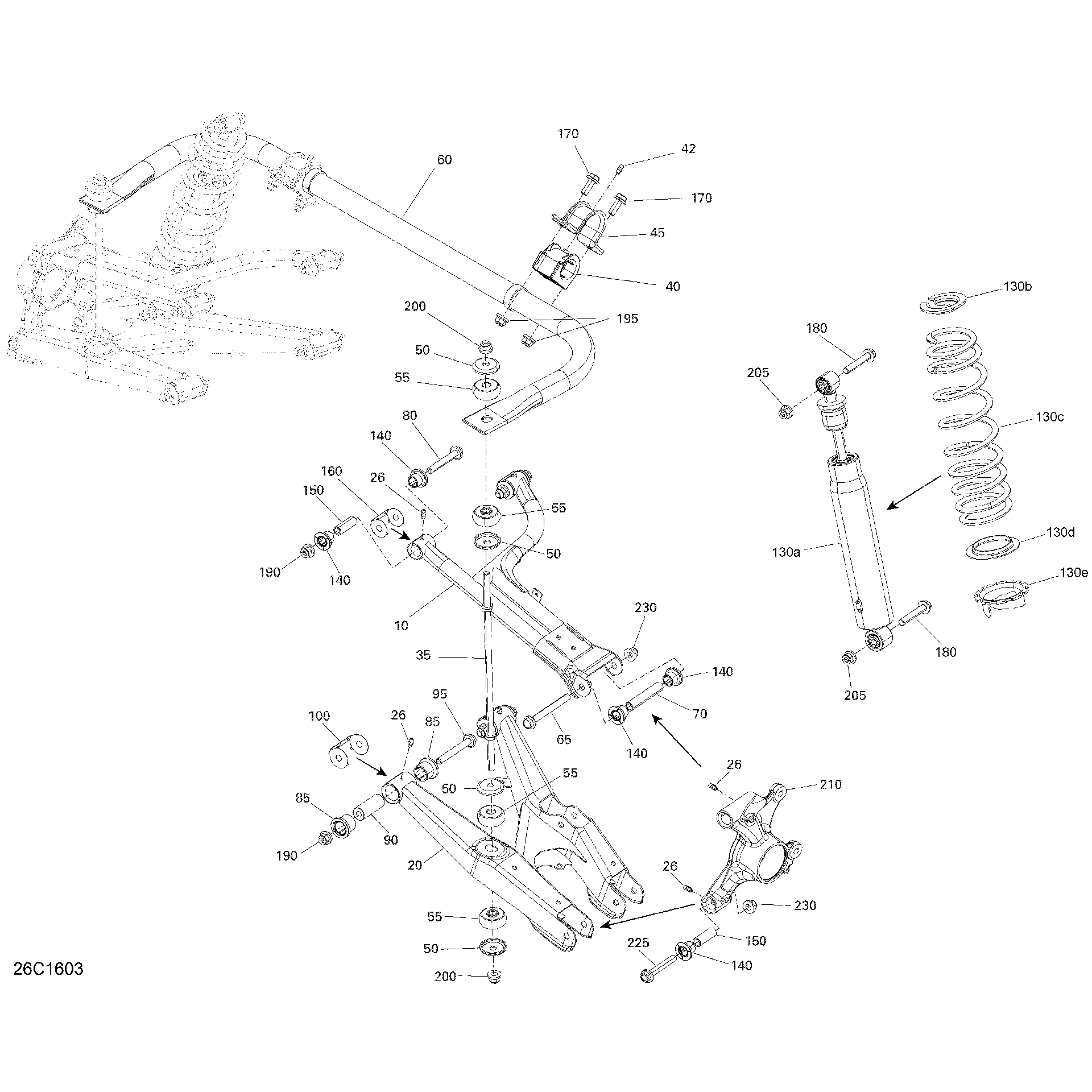 An Image of a Genuine Can-Am Parts Schematic Diagram showing the schematic - REAR SUSPENSION