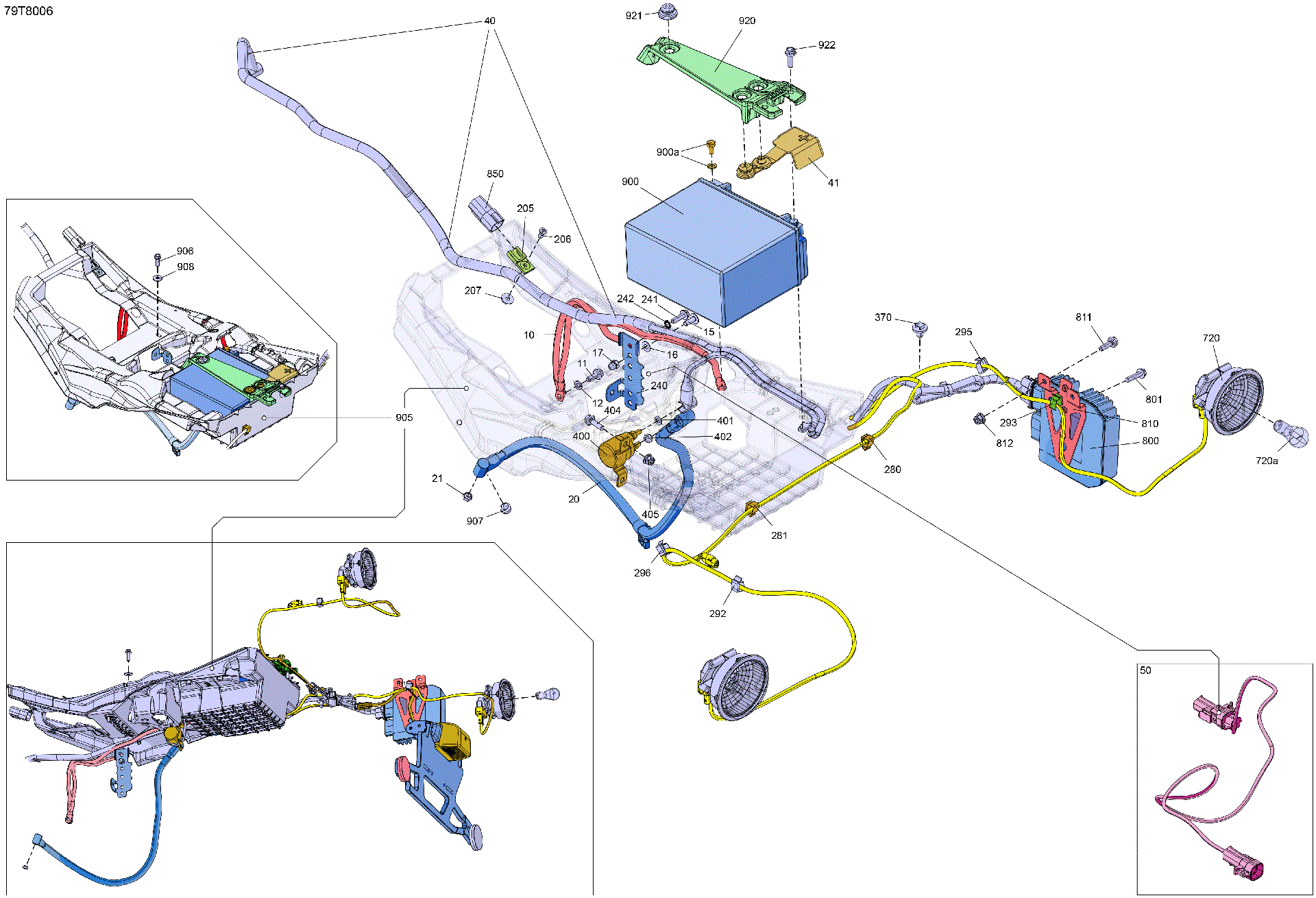 An Image of a Genuine Can-Am Parts Schematic Diagram showing the schematic - ELECTRIC - REAR SECTION