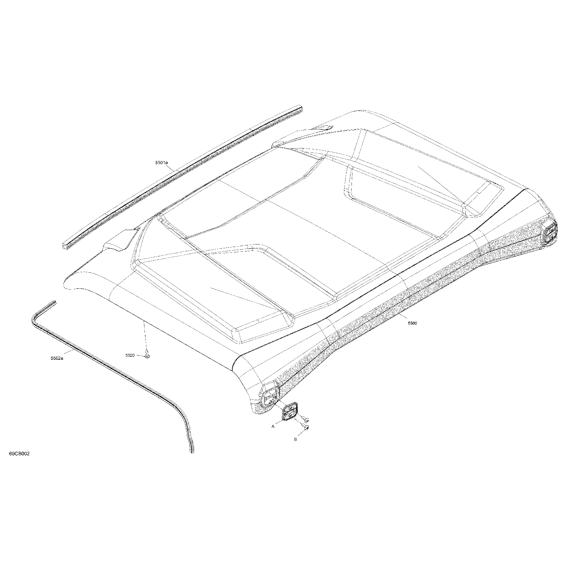 An Image of a Genuine Can-Am Parts Schematic Diagram showing the schematic - BODY - ROOF