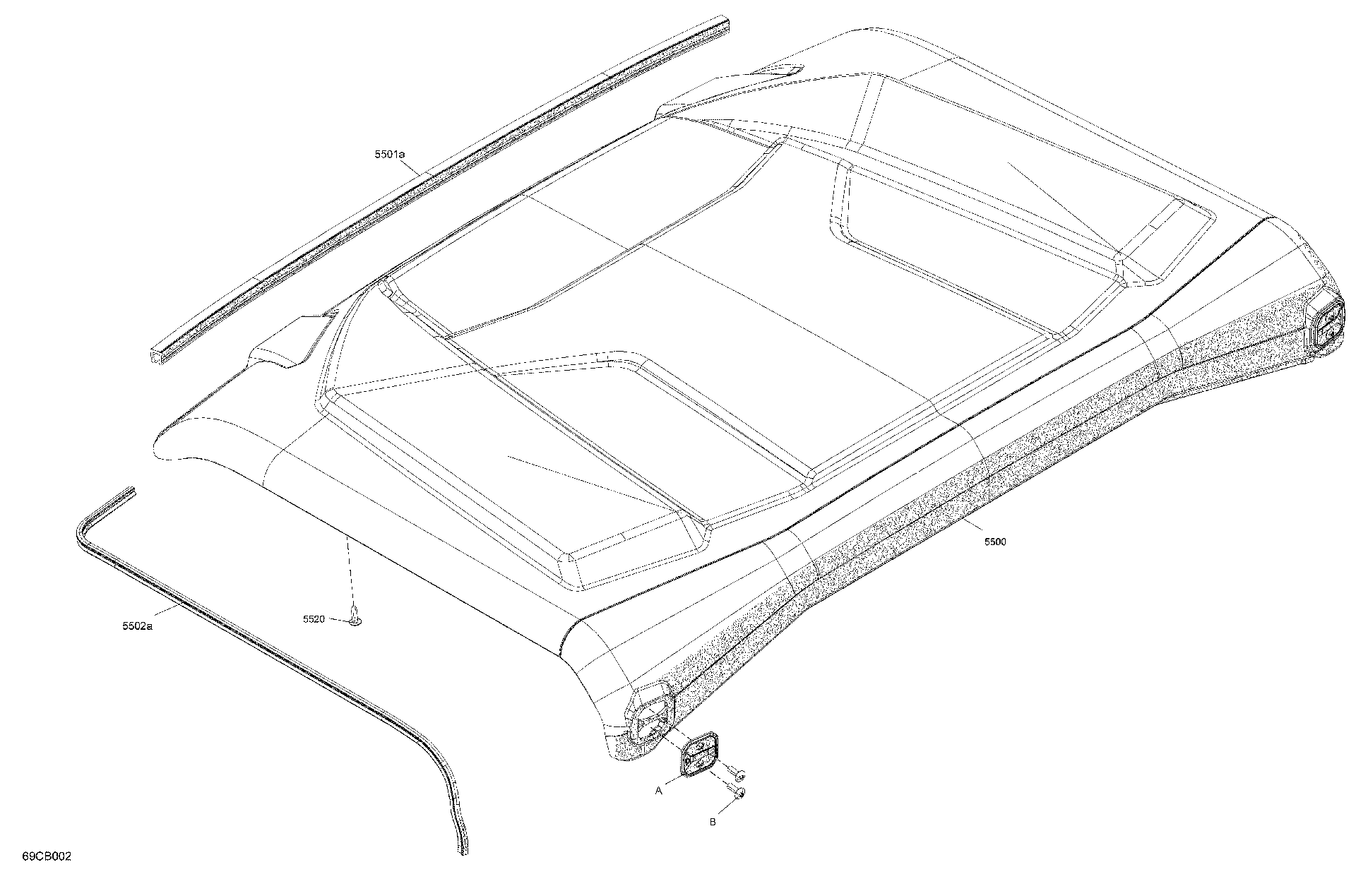 An Image of a Genuine Can-Am Parts Schematic Diagram showing the schematic - BODY - ROOF