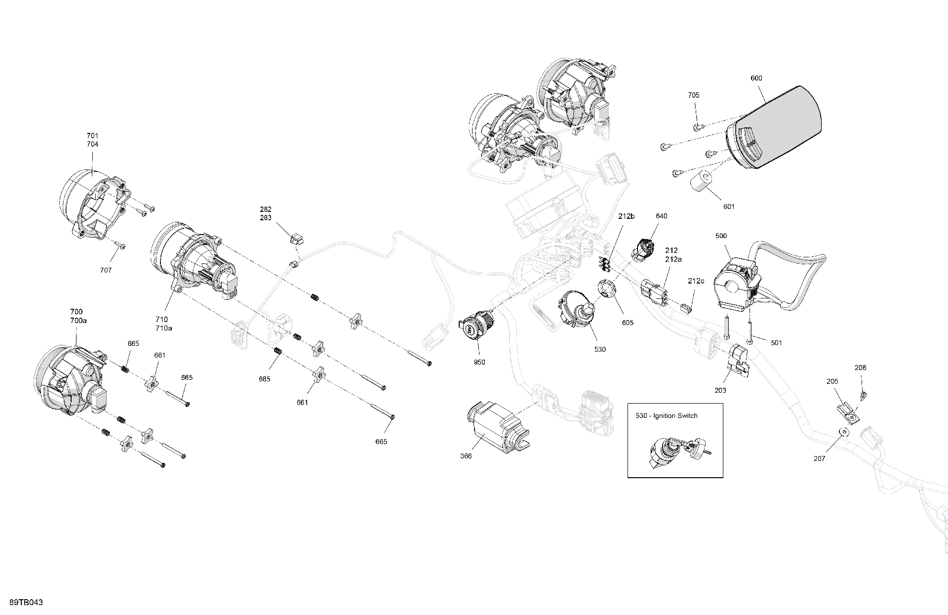 An Image of a Genuine Can-Am Parts Schematic Diagram showing the schematic - ELECTRIC - FRONT SECTION