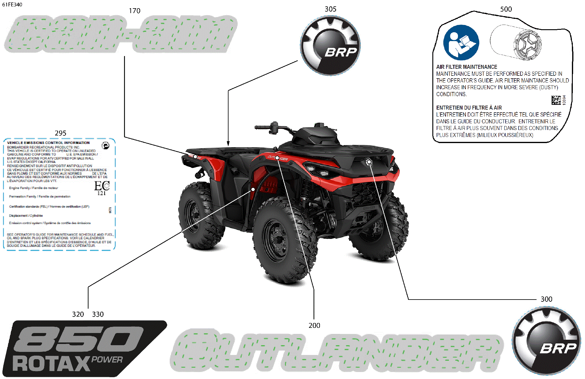 An Image of a Genuine Can-Am Parts Schematic Diagram showing the schematic - BODY - FEATURE DECALS