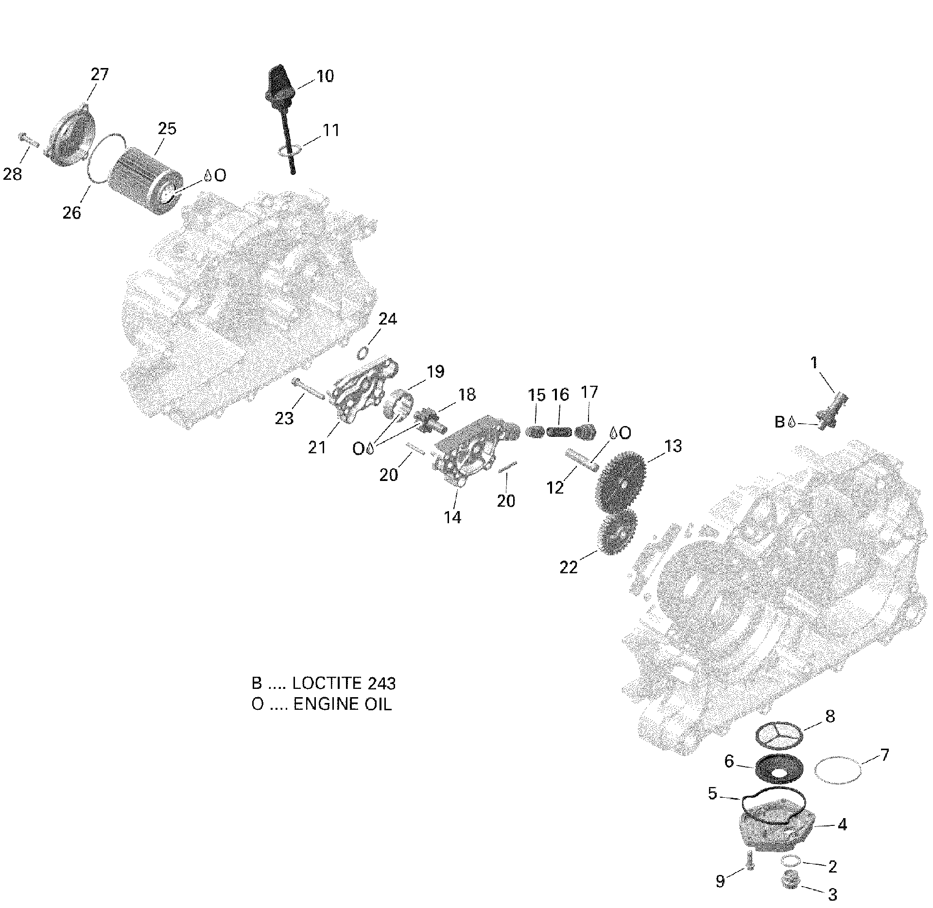 An Image of a Genuine Can-Am Parts Schematic Diagram showing the schematic - ENGINE LUBRICATION