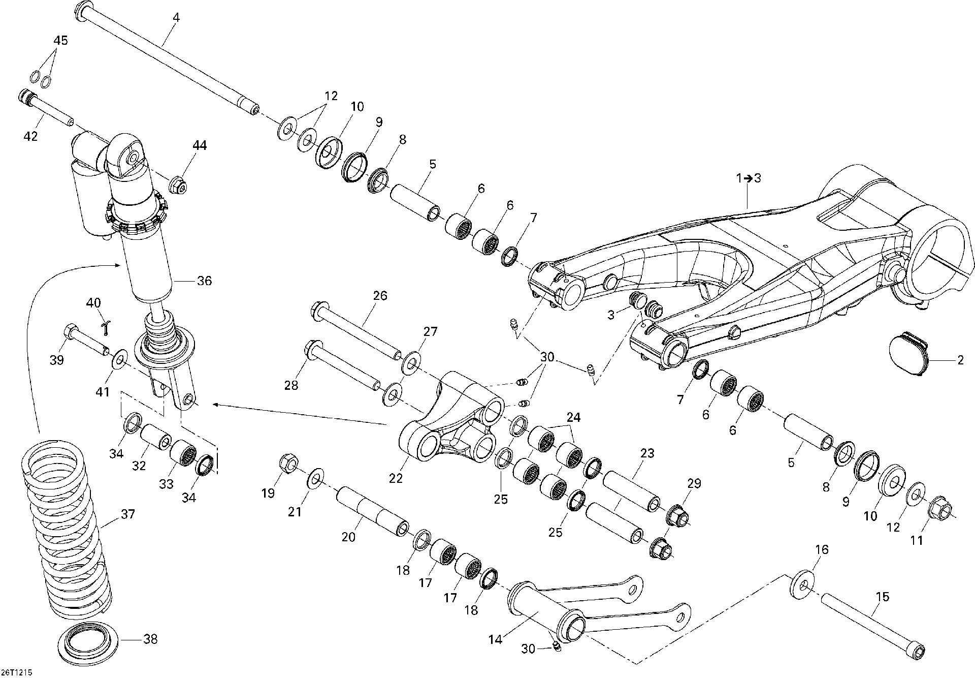 An Image of a Genuine Can-Am Parts Schematic Diagram showing the schematic - REAR SUSPENSION