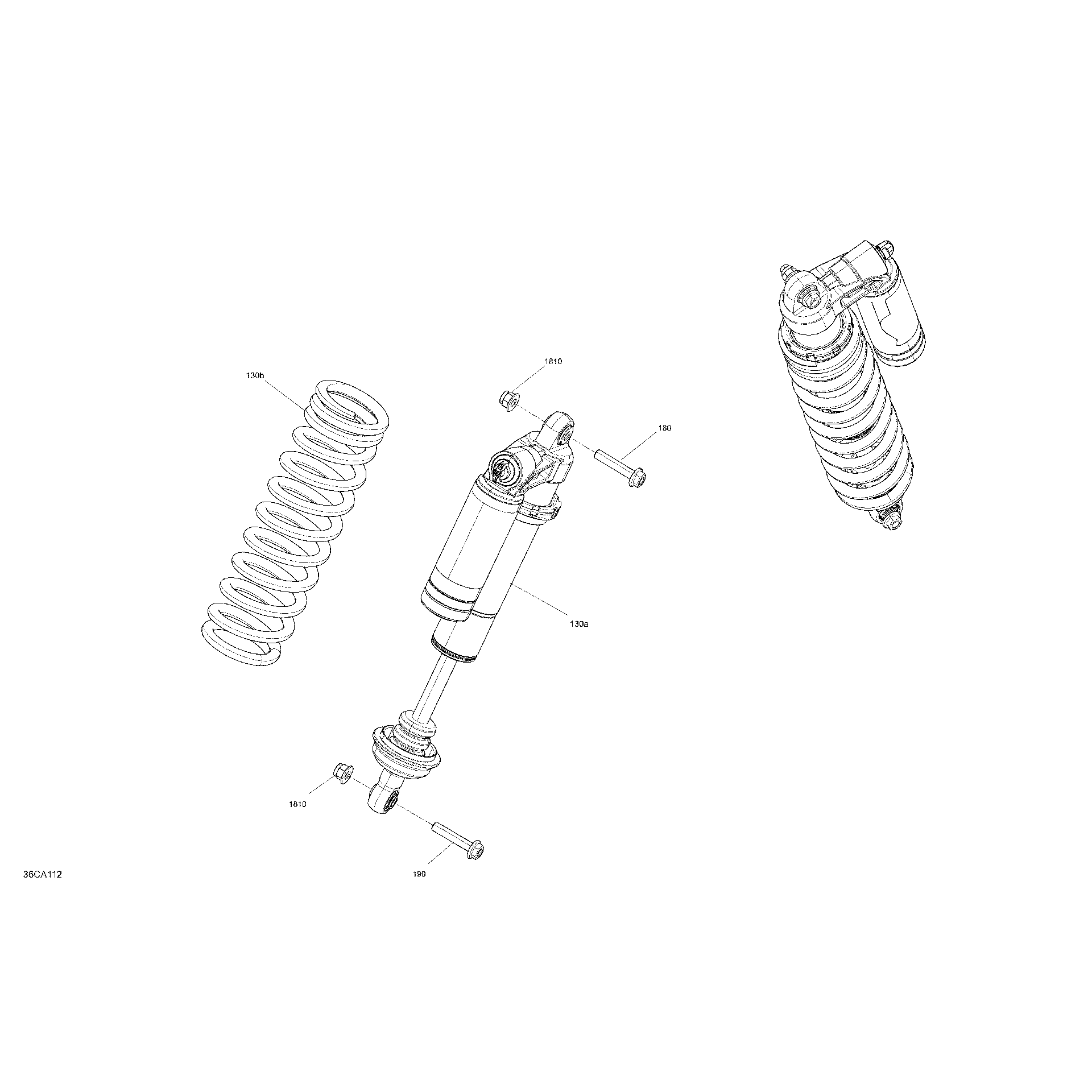 An Image of a Genuine Can-Am Parts Schematic Diagram showing the schematic - SUSPENSION - REAR SHOCKS - X MR