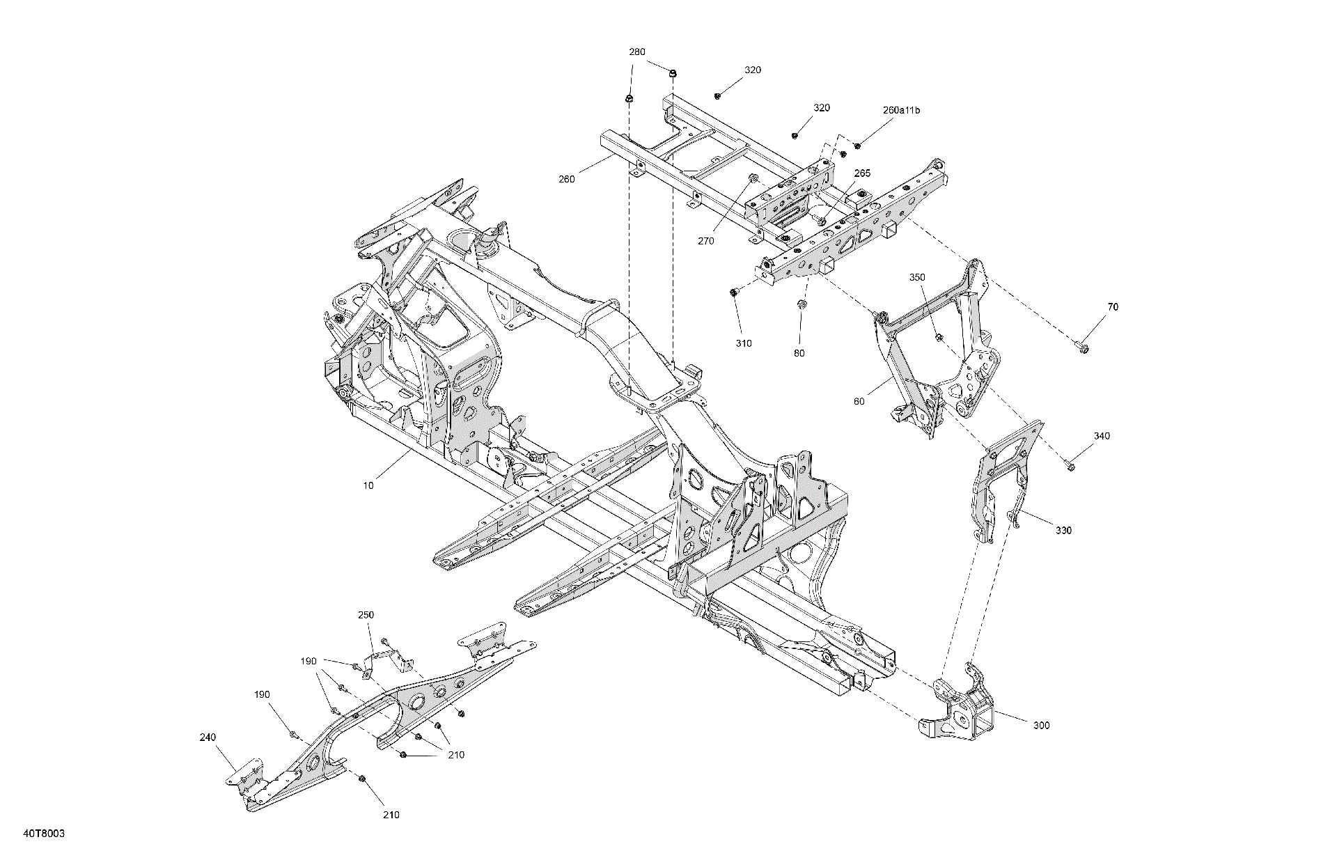 An Image of a Genuine Can-Am Parts Schematic Diagram showing the schematic - FRAME - SYSTEM