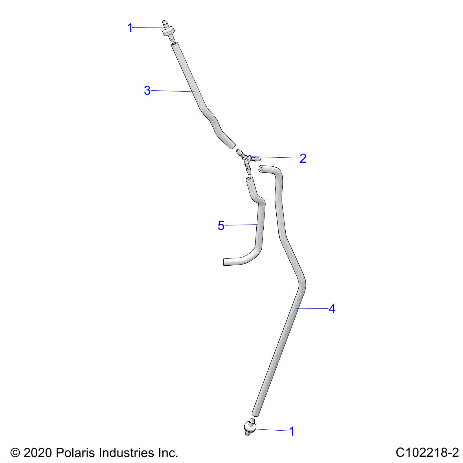 An Image of a Genuine Polaris Parts Schematic Diagram showing the schematic - FUEL SYSTEM: FUEL TANK VENTING - 2022 POLARIS SPORTSMAN XP 1000 48" RIDE COMMAND