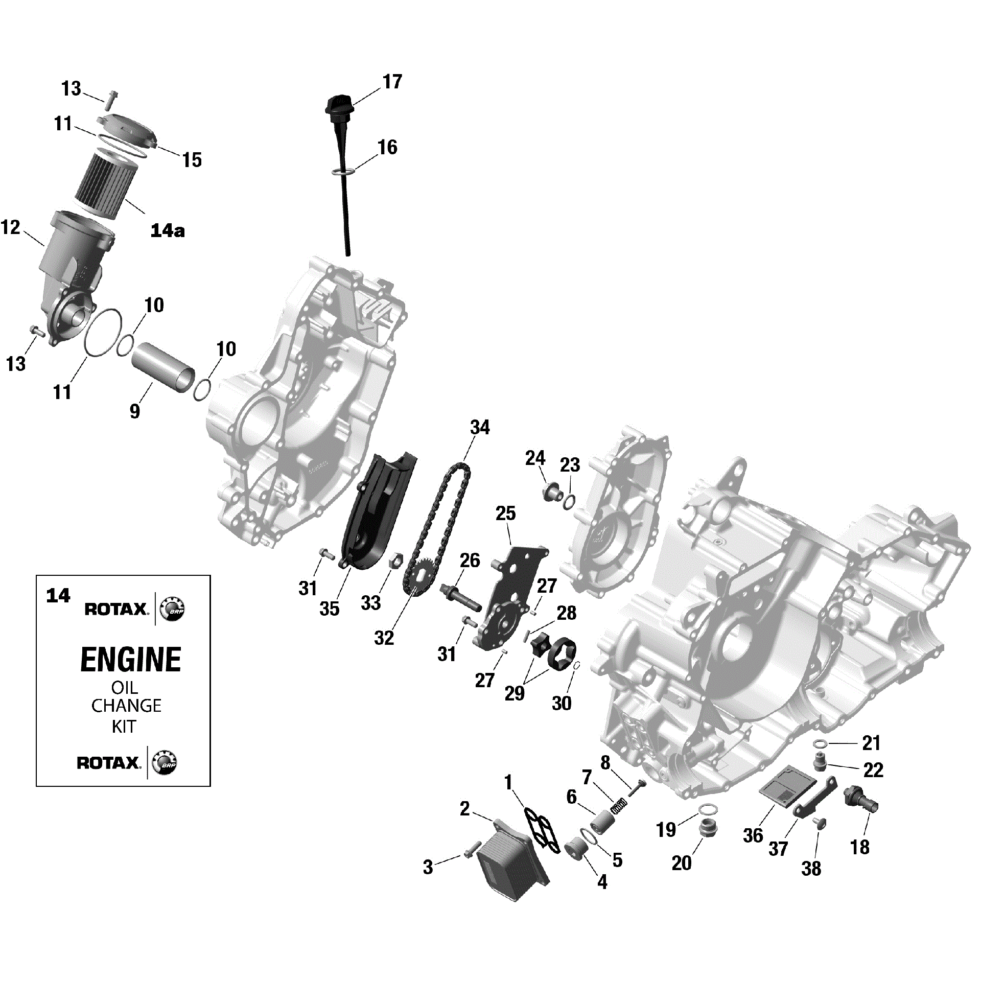 An Image of a Genuine Can-Am Parts Schematic Diagram showing the schematic - ROTAX - ENGINE LUBRICATION