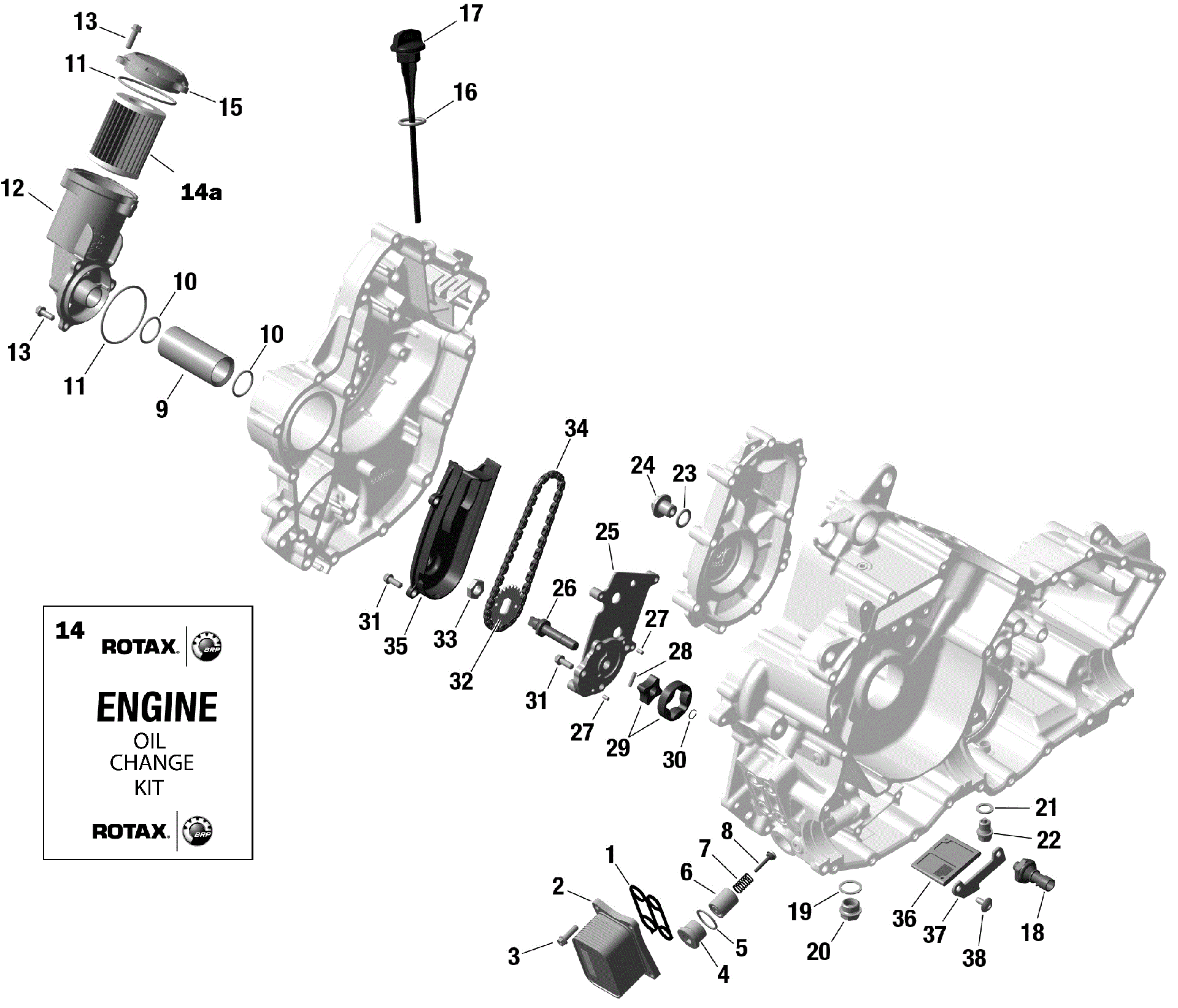 An Image of a Genuine Can-Am Parts Schematic Diagram showing the schematic - ROTAX - ENGINE LUBRICATION