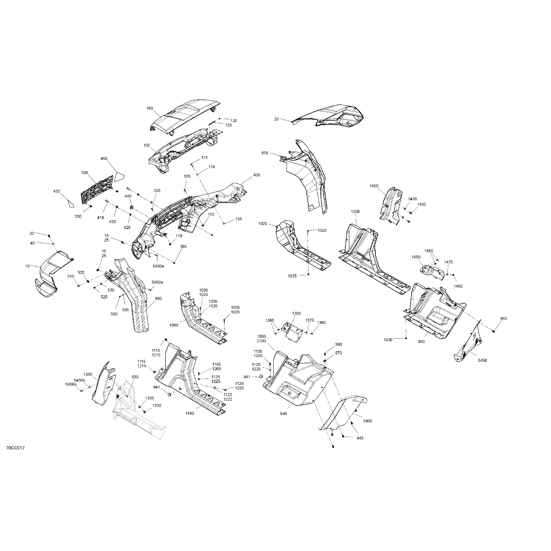 An Image of a Genuine Can-Am Parts Schematic Diagram showing the schematic - BODY - SYSTEM