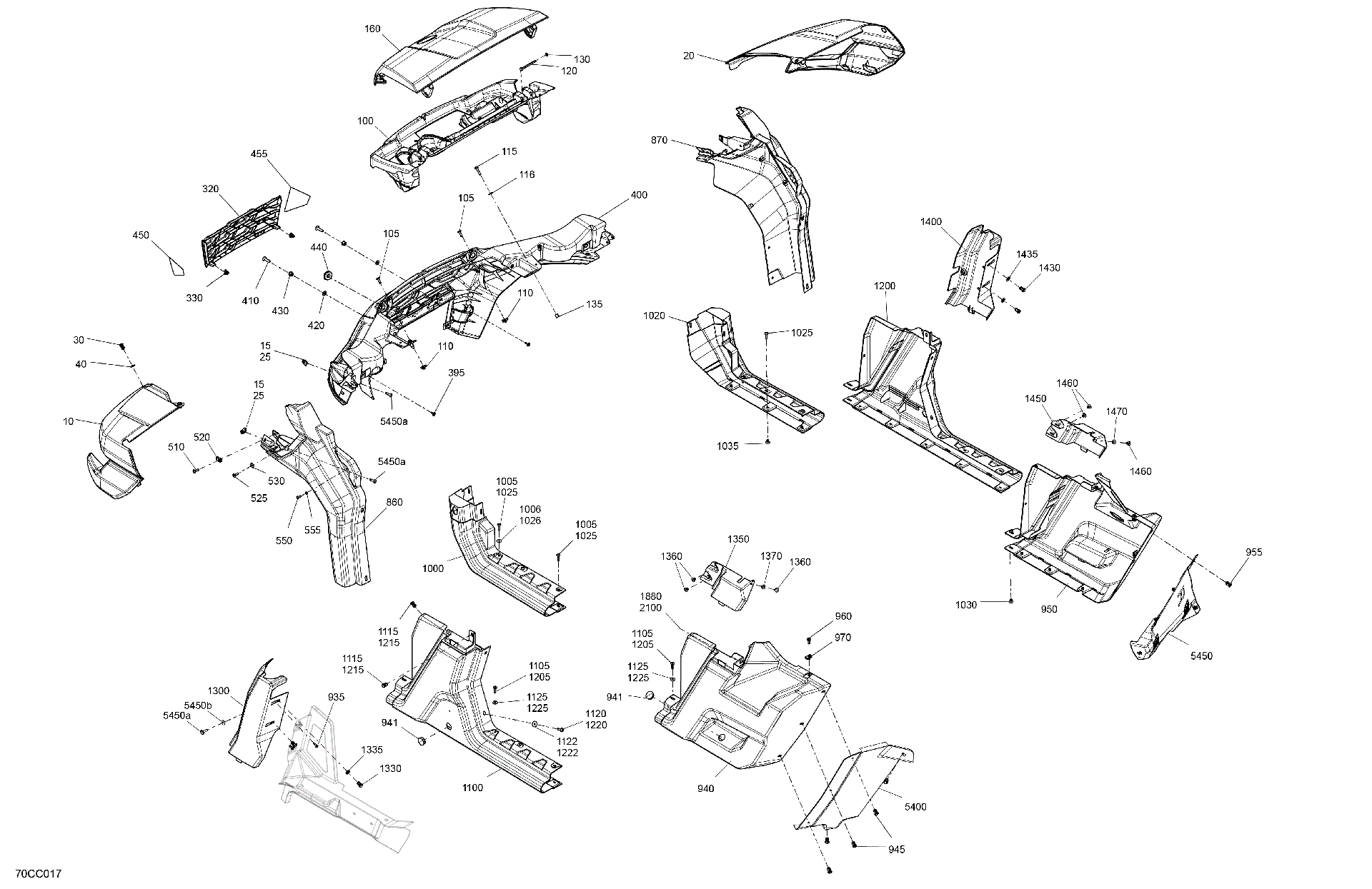 An Image of a Genuine Can-Am Parts Schematic Diagram showing the schematic - BODY - SYSTEM
