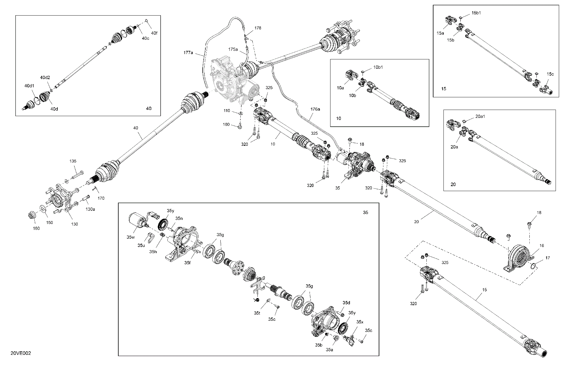 An Image of a Genuine Can-Am Parts Schematic Diagram showing the schematic - DRIVE - FRONT - COMMON PARTS