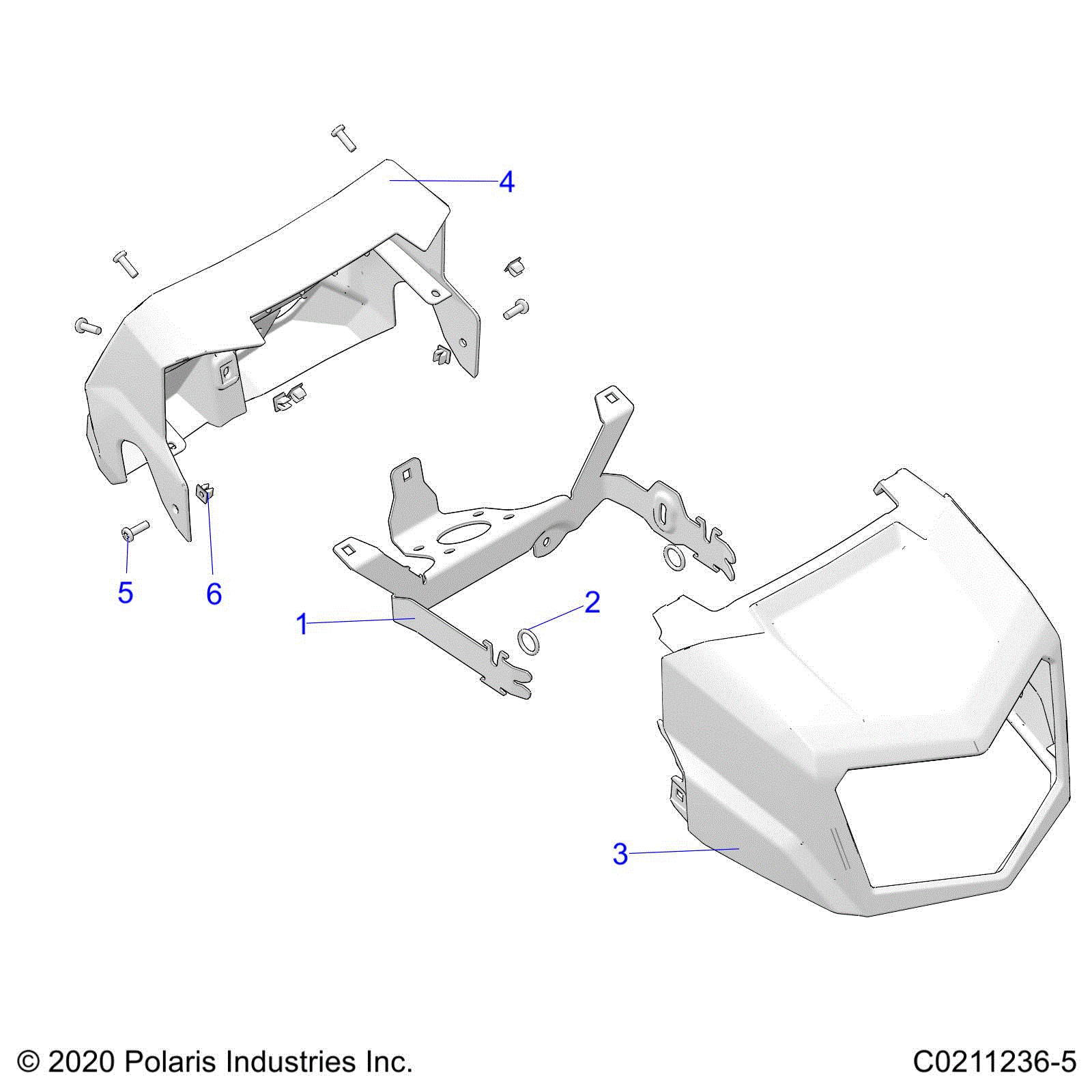 An Image of a Genuine Polaris Parts Schematic Diagram showing the schematic - BODY: HEADLIGHT POD - 2022 POLARIS SPORTSMAN 570 SP TRAIL
