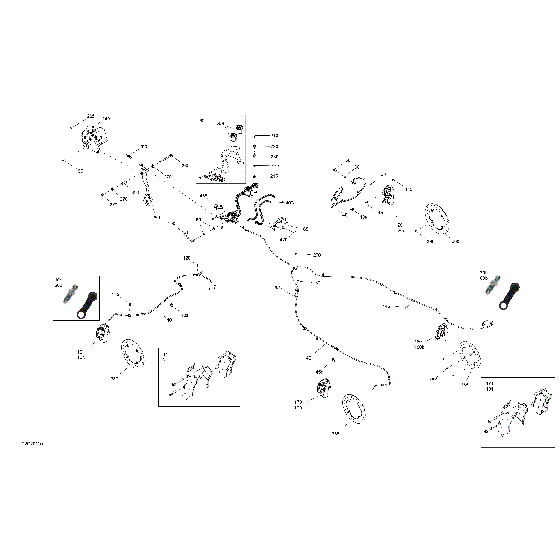 An Image of a Genuine Can-Am Parts Schematic Diagram showing the schematic - BRAKES