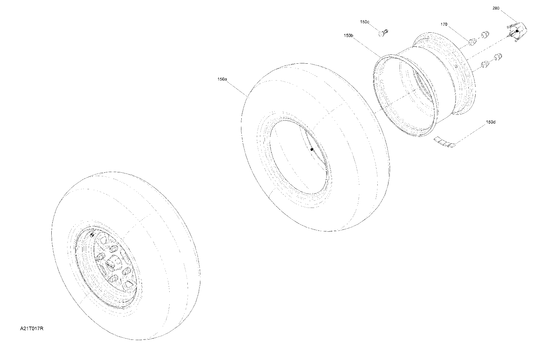 An Image of a Genuine Can-Am Parts Schematic Diagram showing the schematic - DRIVE - REAR SECTION - WHEELS - STD - DPS