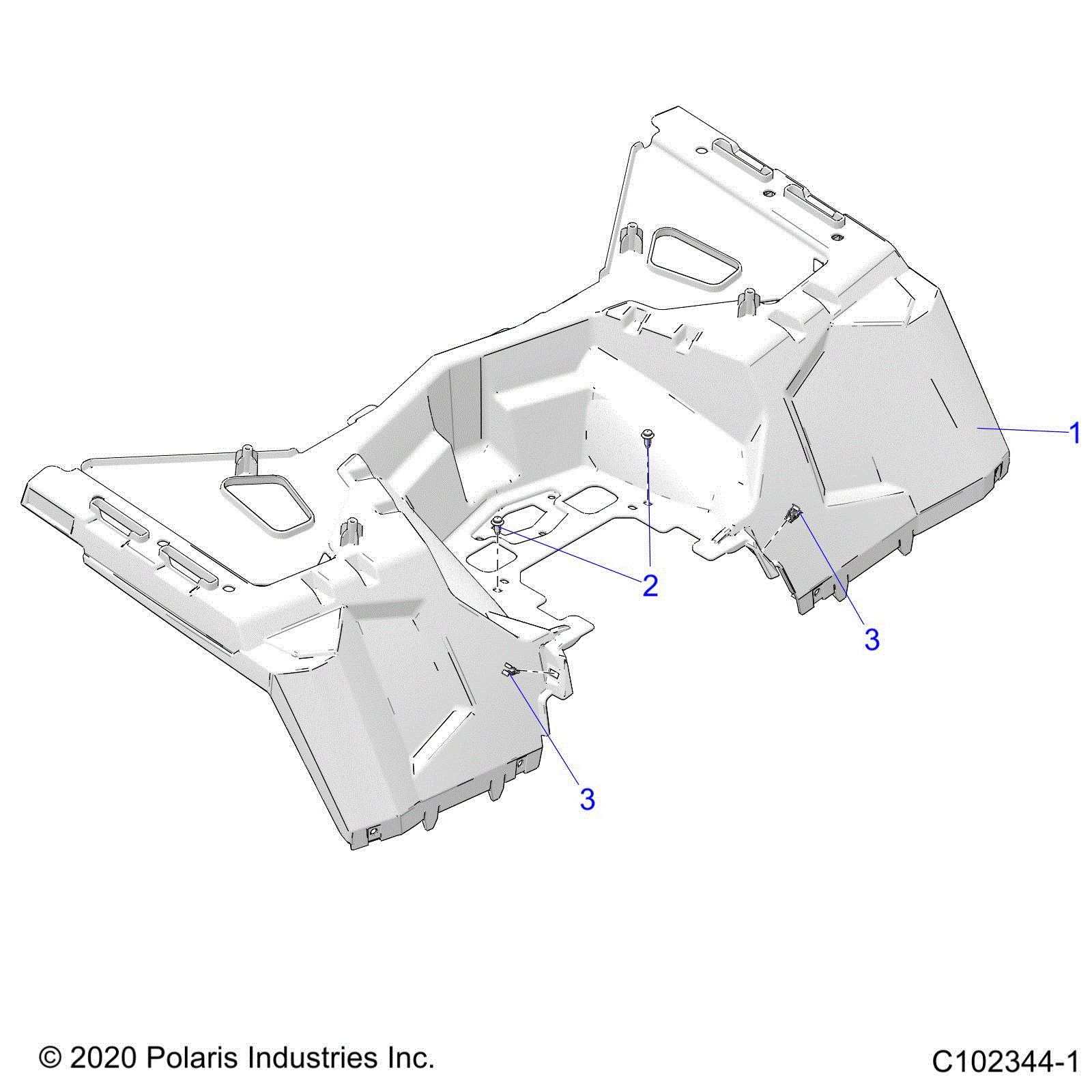 An Image of a Genuine Polaris Parts Schematic Diagram showing the schematic - BODY: REAR CAB - 2020 POLARIS SPORTSMAN 850 / LE 48"
