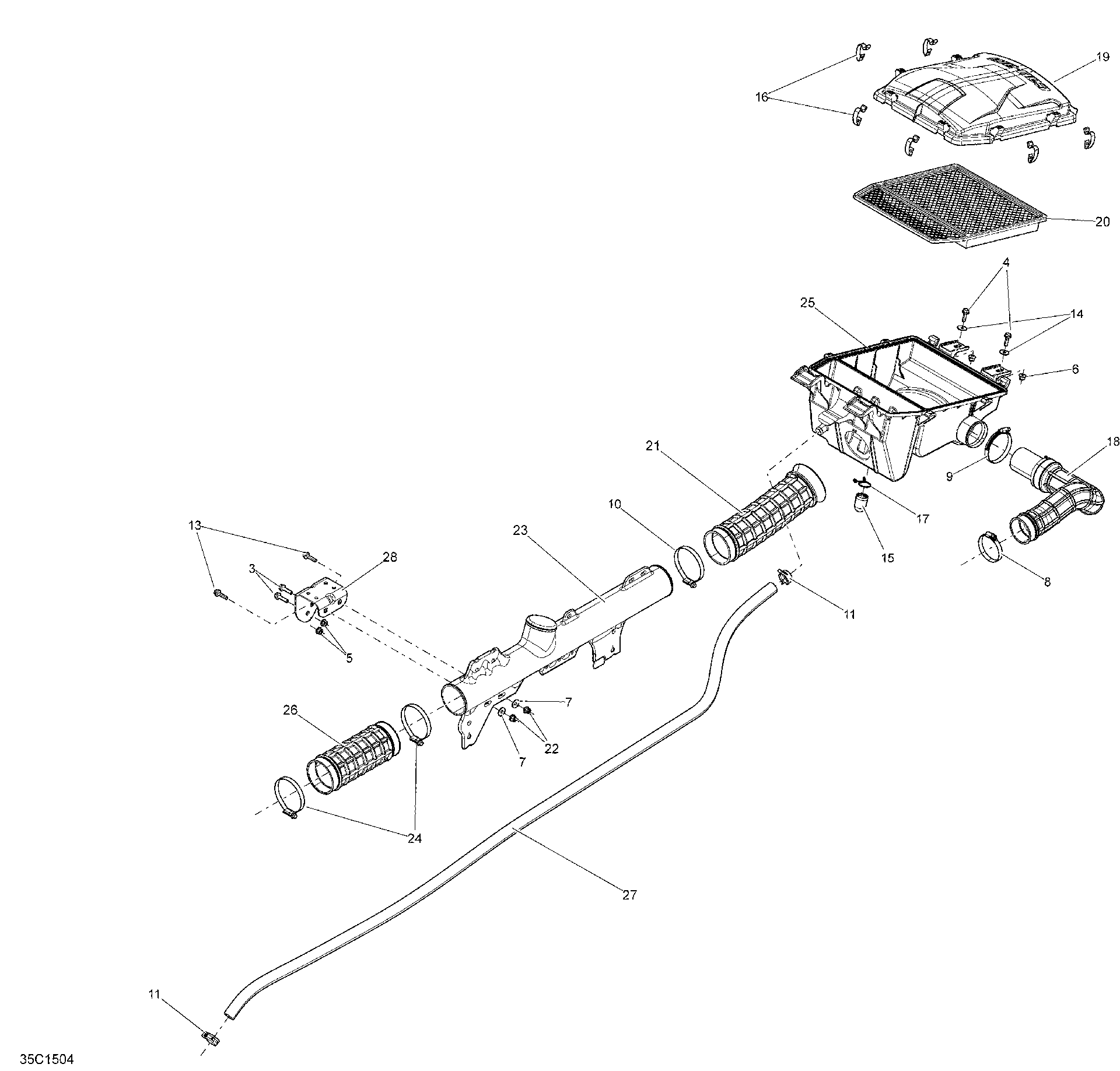 An Image of a Genuine Can-Am Parts Schematic Diagram showing the schematic - AIR INTAKE _35C1504