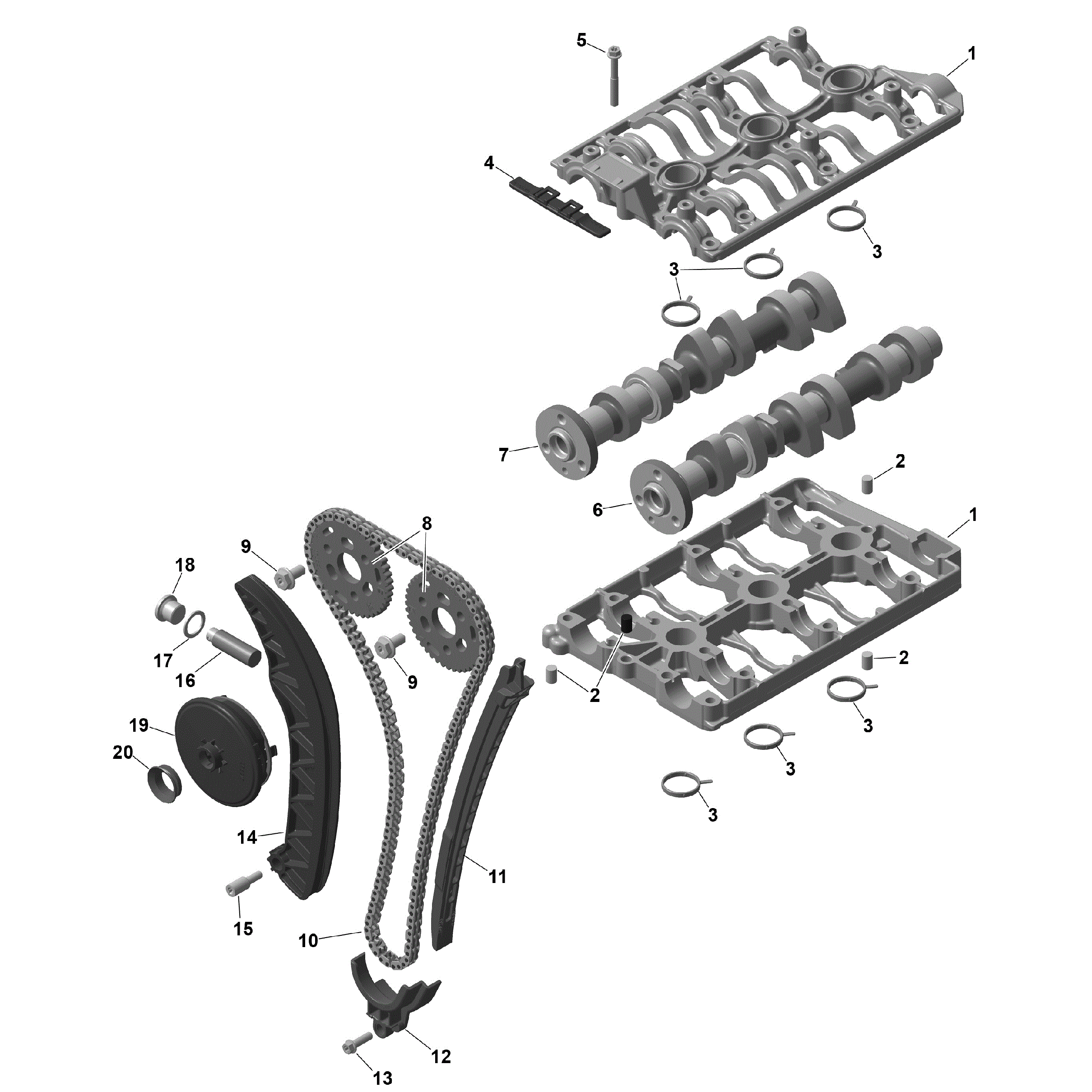 An Image of a Genuine Can-Am Parts Schematic Diagram showing the schematic - ROTAX - VALVE TRAIN