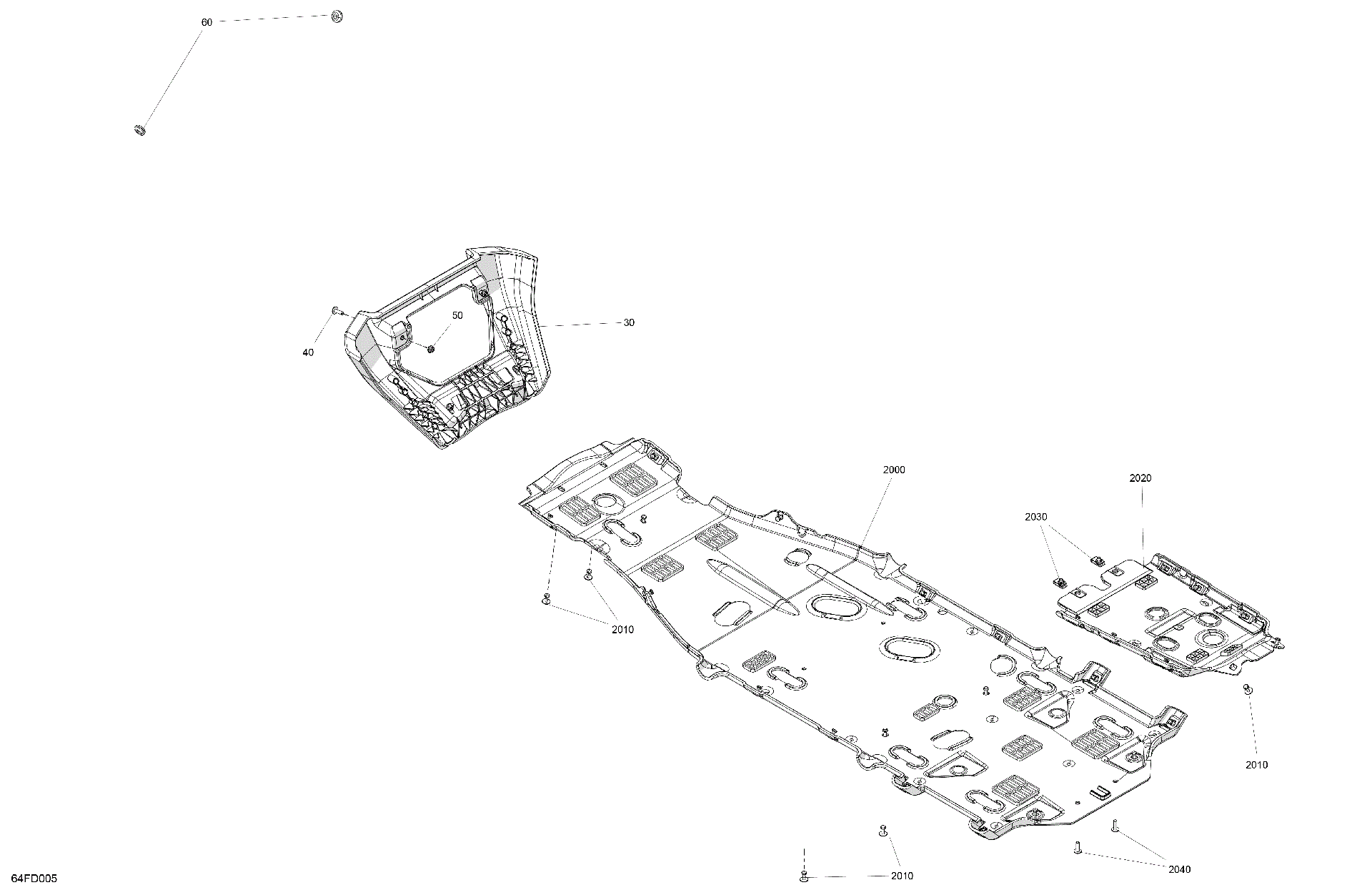 An Image of a Genuine Can-Am Parts Schematic Diagram showing the schematic - BODY - SKID PLATE AND BUMPER