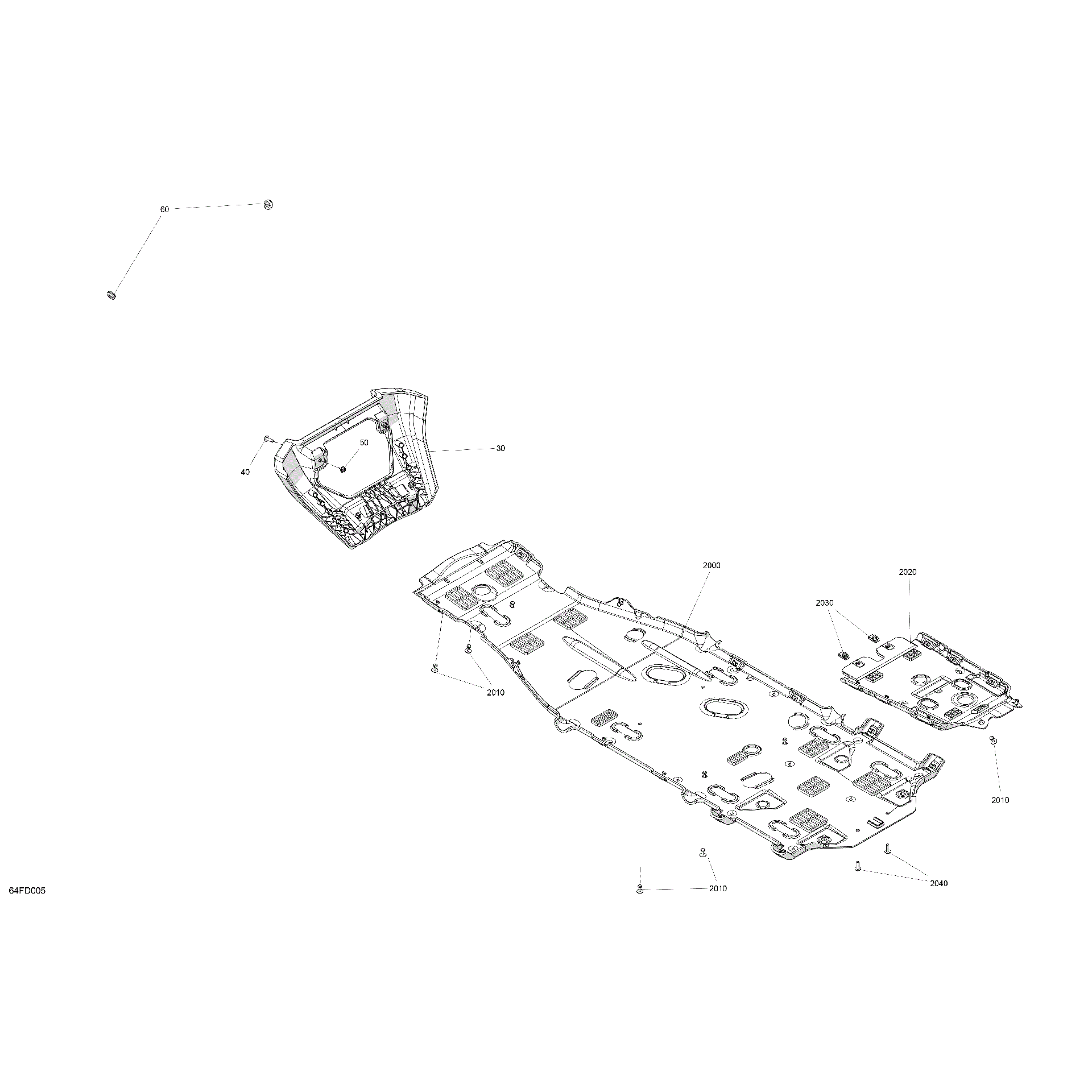 An Image of a Genuine Can-Am Parts Schematic Diagram showing the schematic - BODY - SKID PLATE AND BUMPER