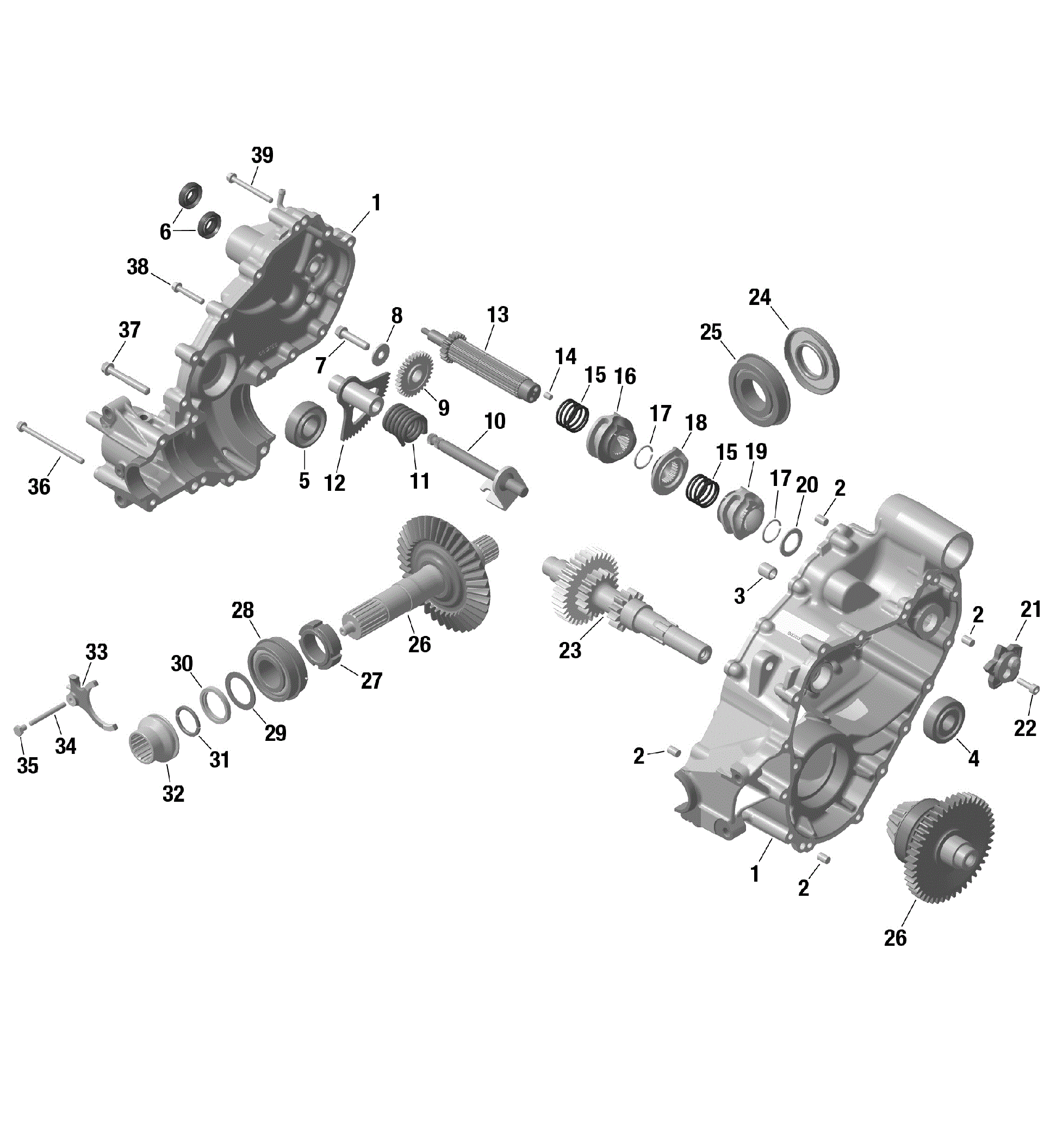An Image of a Genuine Can-Am Parts Schematic Diagram showing the schematic - ROTAX - GEARBOX 1