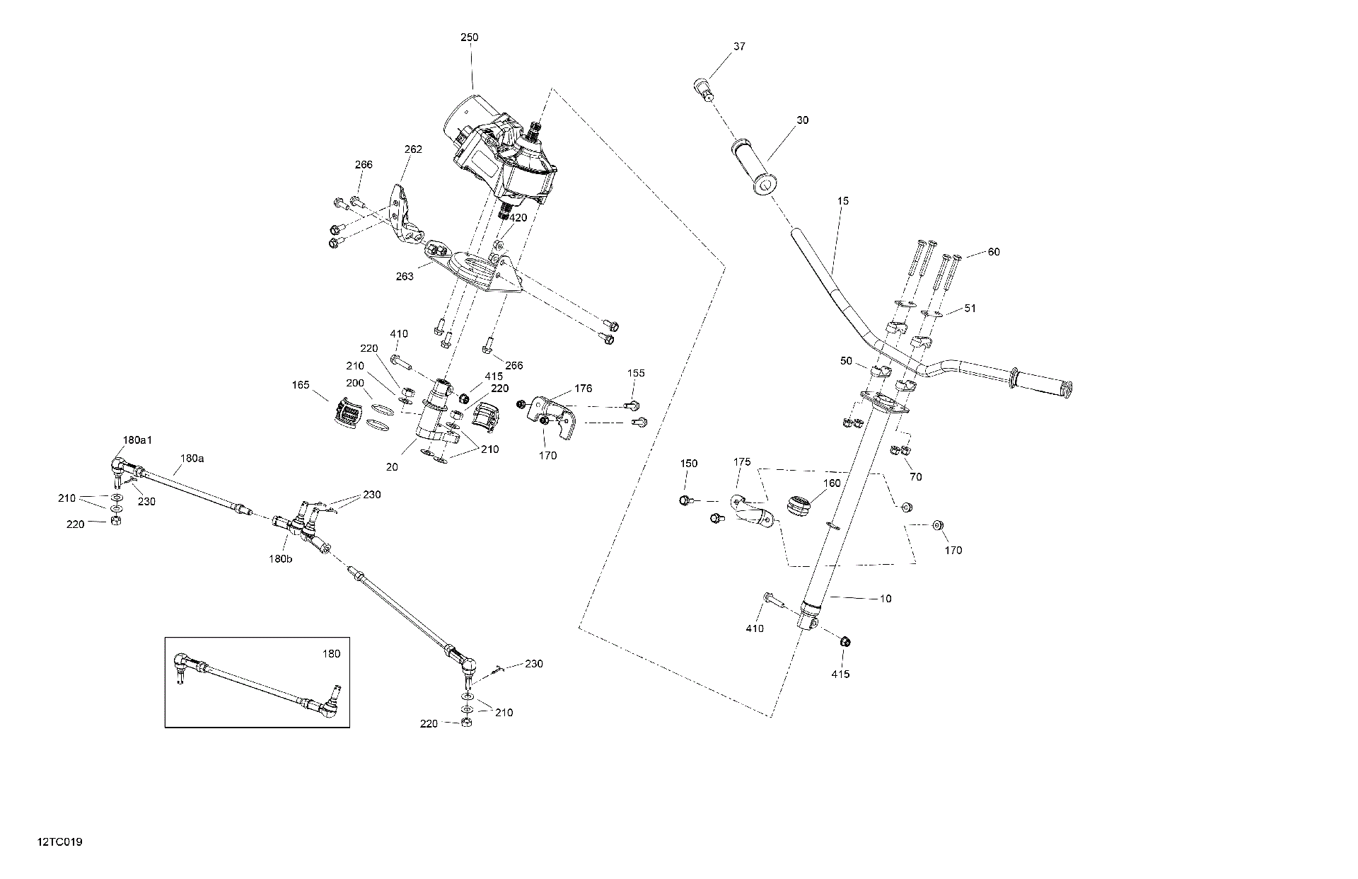 An Image of a Genuine Can-Am Parts Schematic Diagram showing the schematic - MECHANIC - STEERING