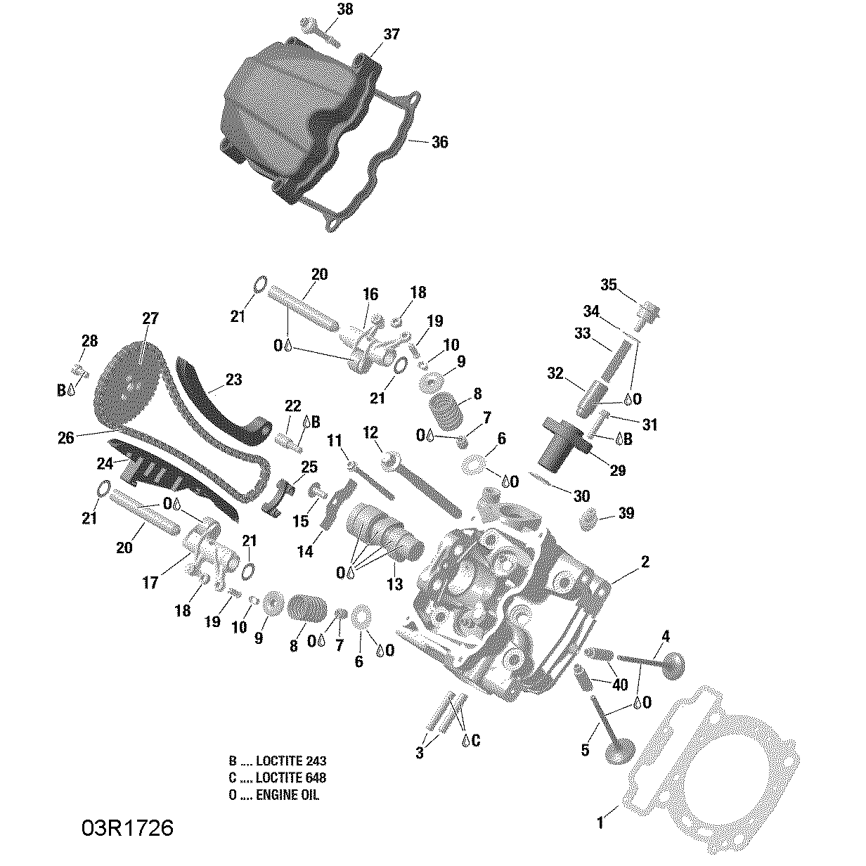 An Image of a Genuine Can-Am Parts Schematic Diagram showing the schematic - CYLINDER HEAD FRONT - HD8