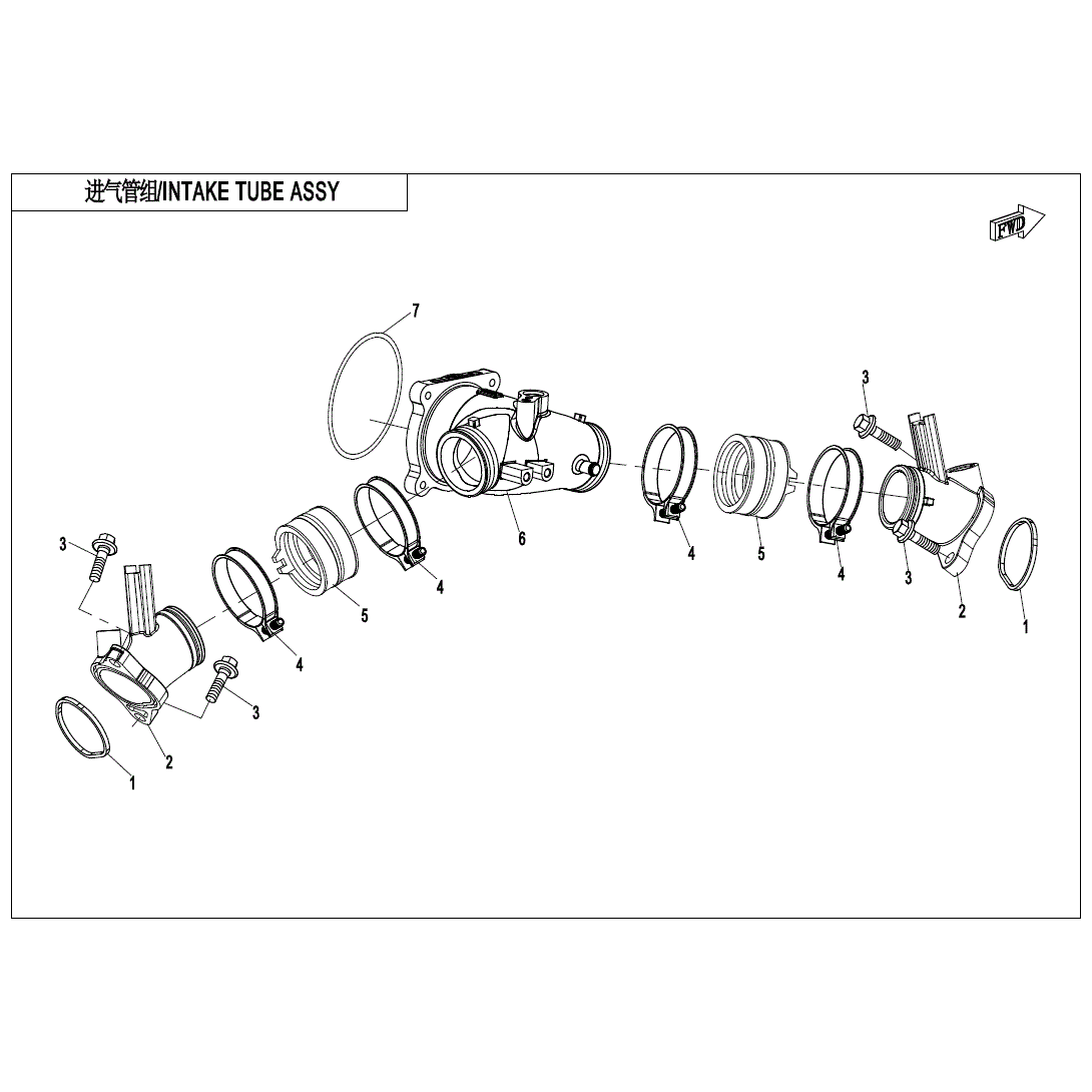An Image of a Genuine CFMOTO Parts Schematic Diagram showing the schematic - INTAKE MANIFOLD ASSY. - 2023 CFMOTO UFORCE 1000 XL